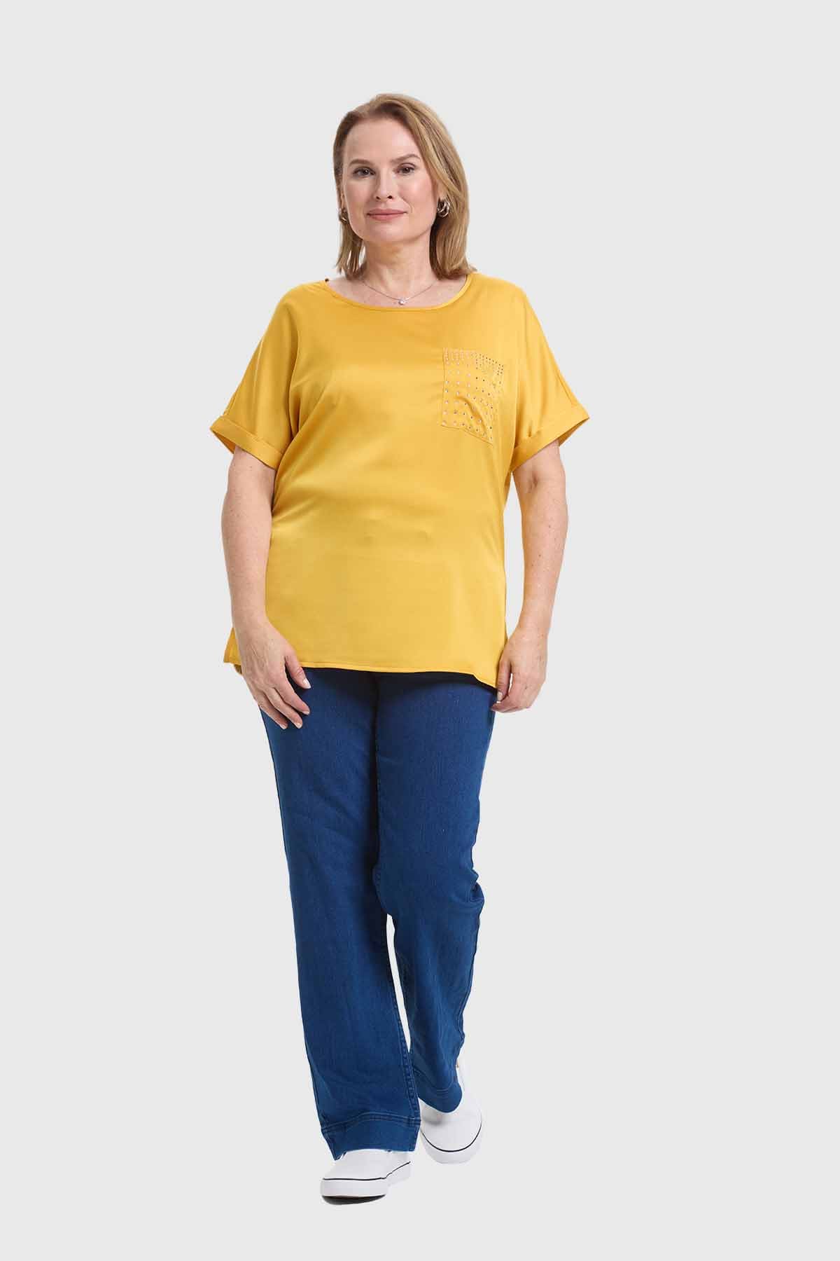 Polera Mujer Con Bolsillo Amarillo - Image 4