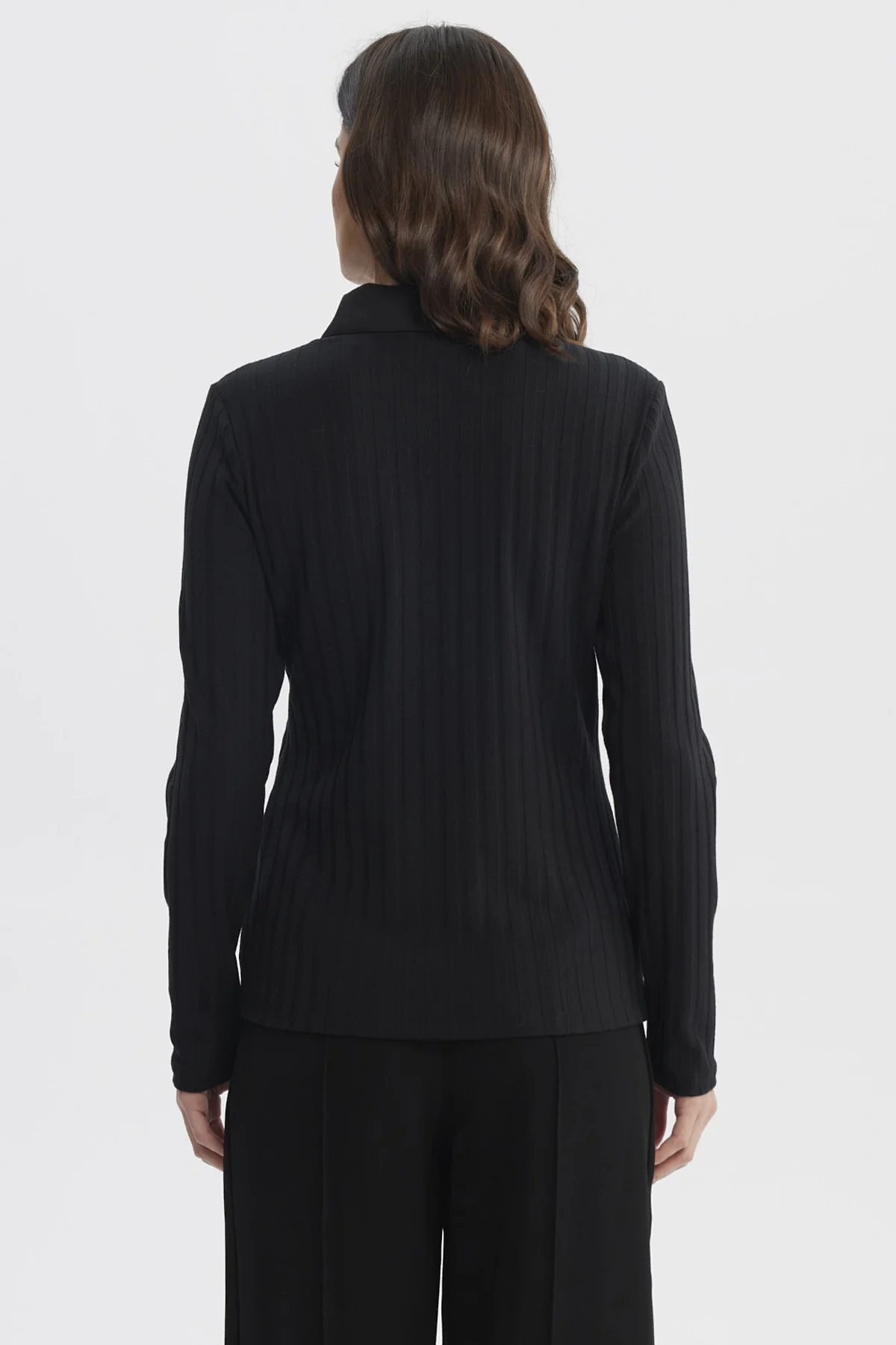 Polera Mujer Cuello Camisero Negro - Image 3