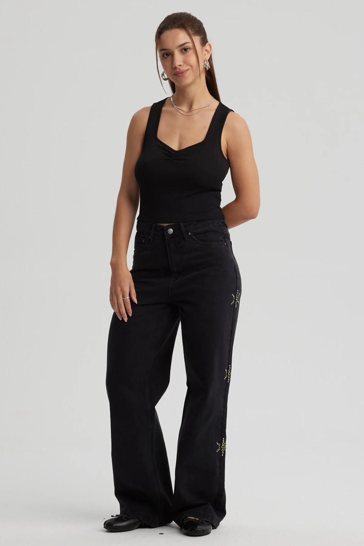 Polera Mujer Escote Corazón Negro - Image 4
