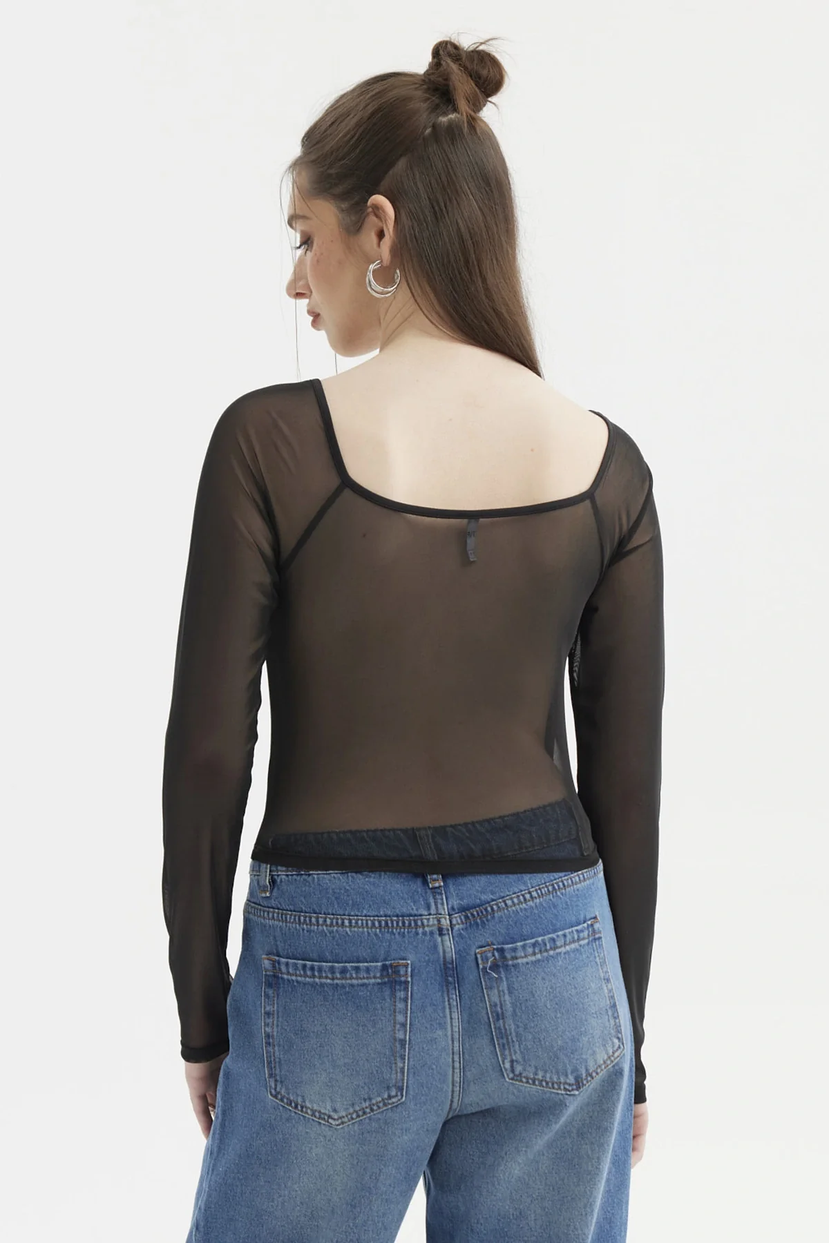Polera Mujer Escote Recogido Negro - Image 3