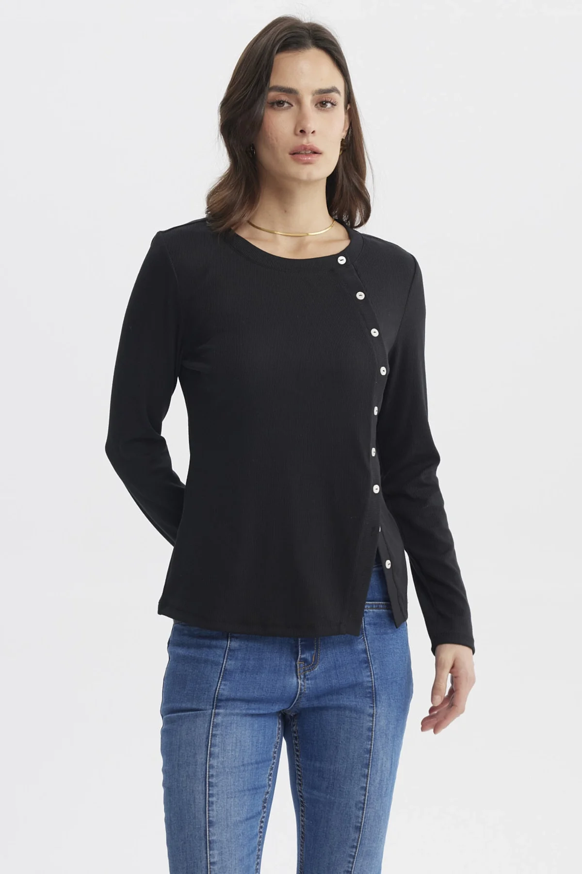 Polera Mujer Escote Recto Negro
