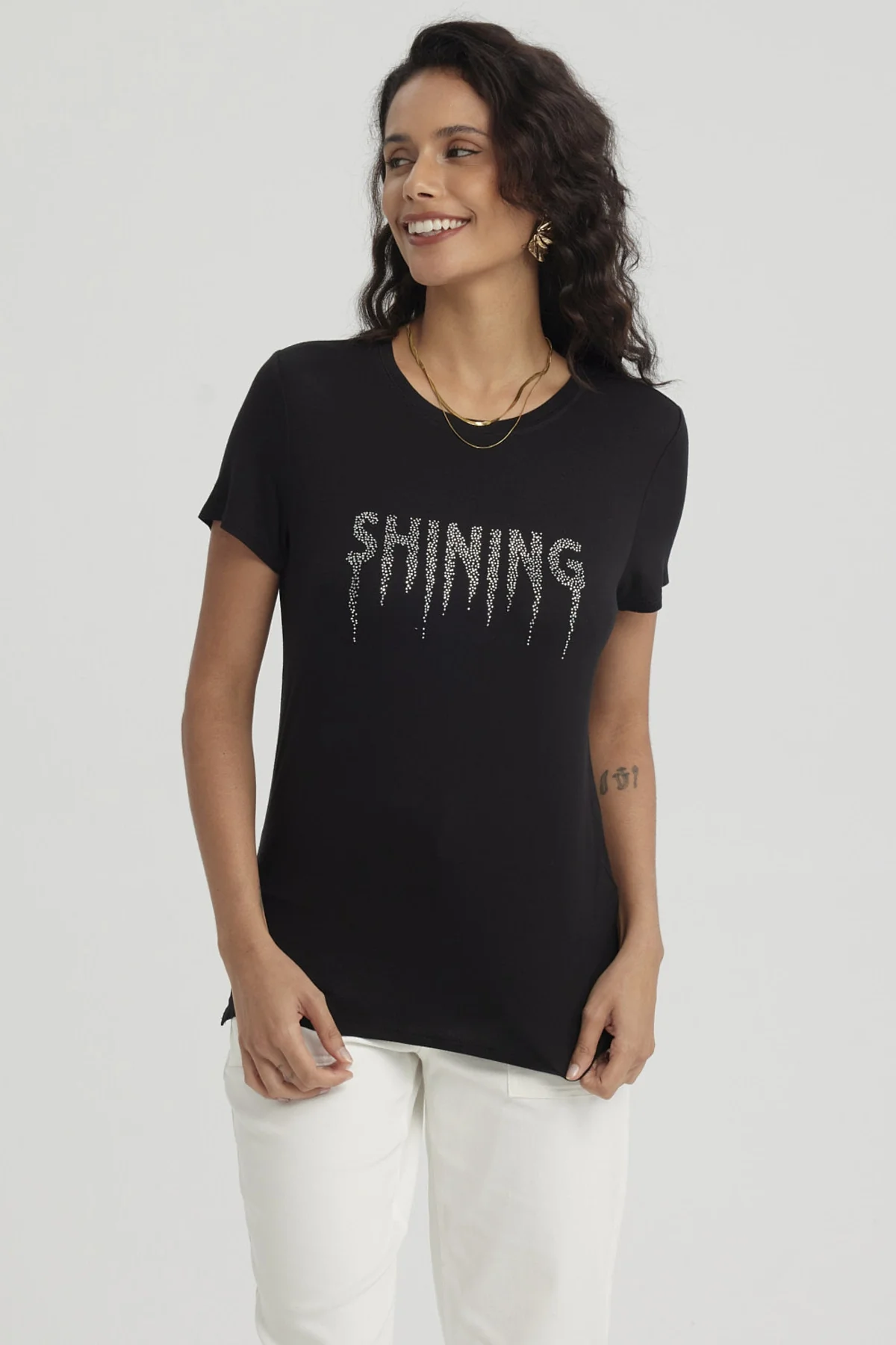 Polera Mujer Estampado Negro