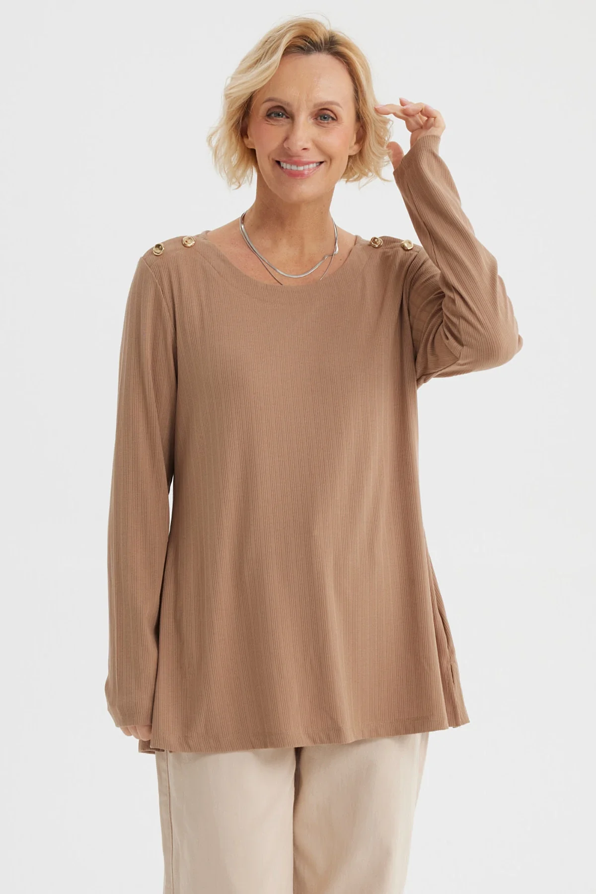 Polera Mujer Lisa Café