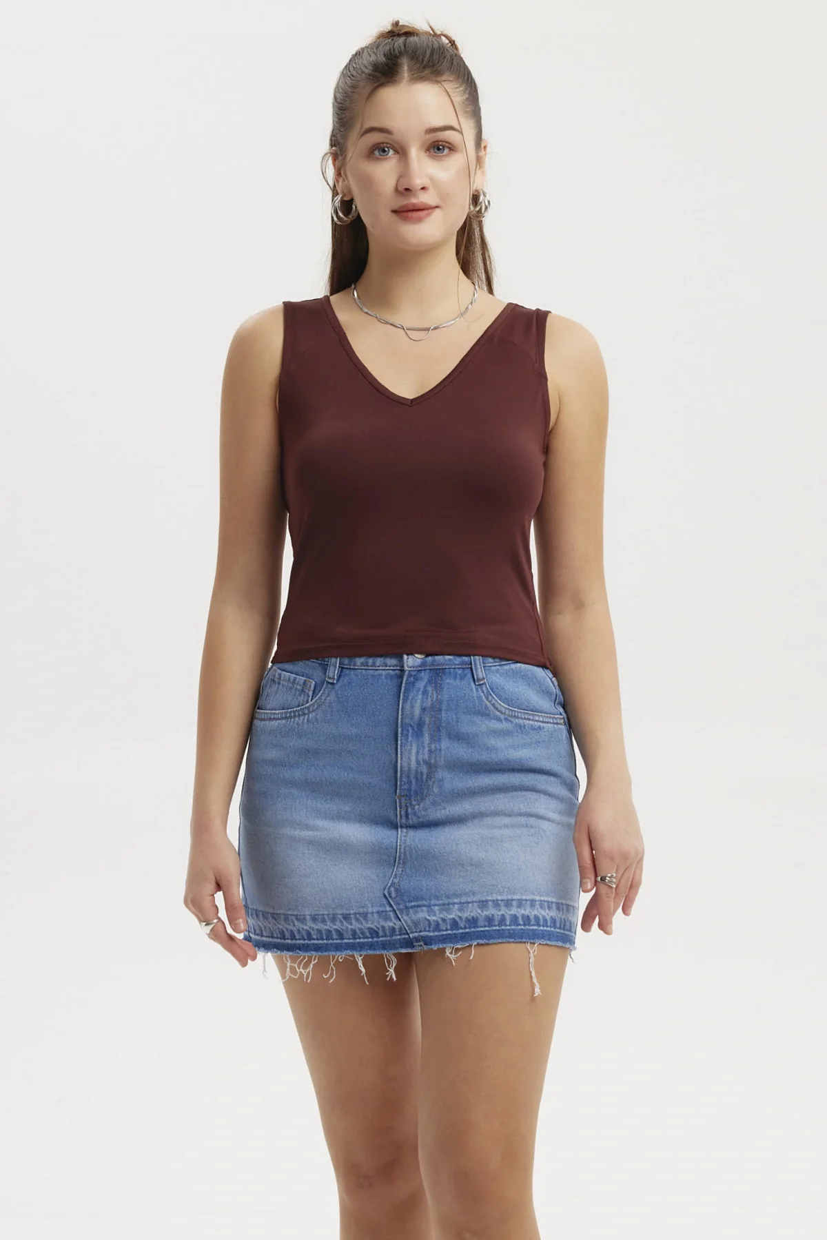 Polera Mujer Lisa Café