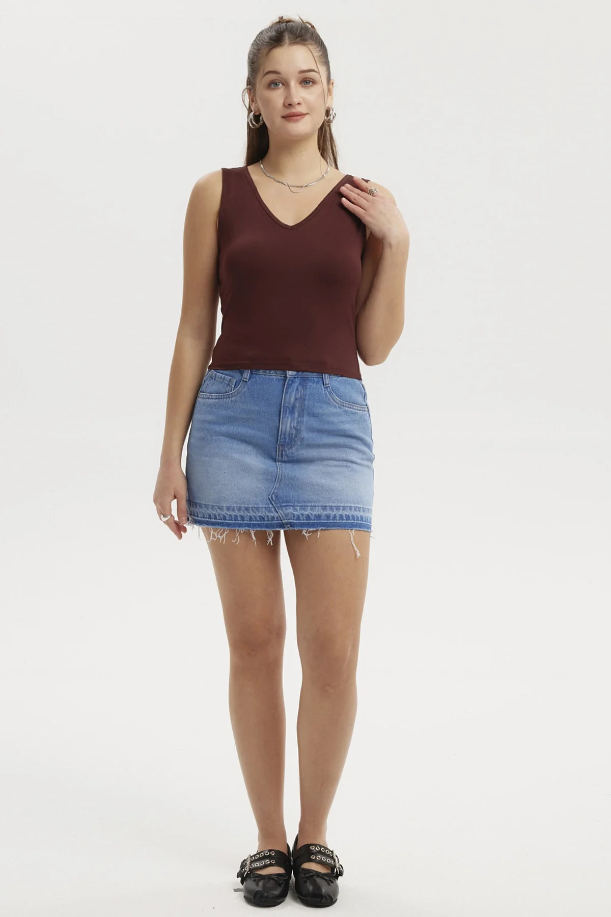 Polera Mujer Lisa Café - Image 4