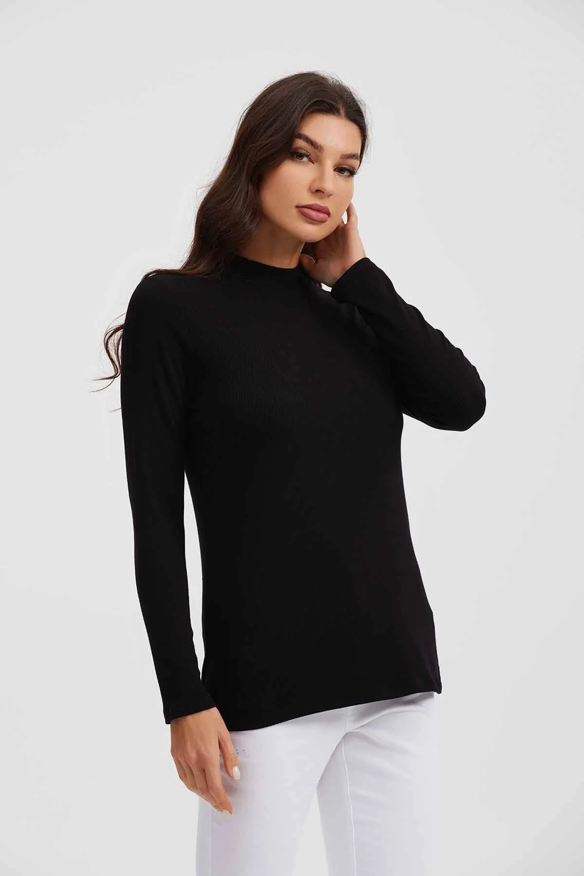Polera Mujer Manga Larga Negro