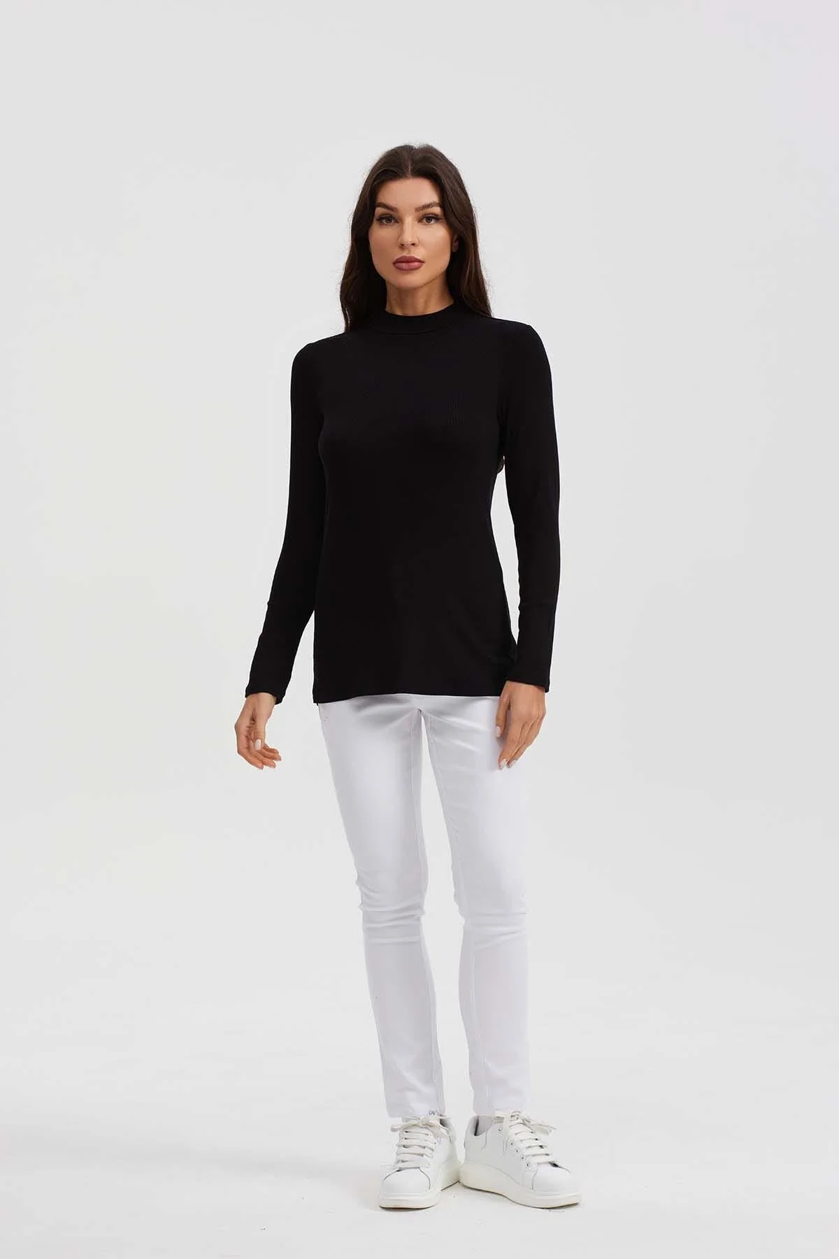 Polera Mujer Manga Larga Negro - Image 3