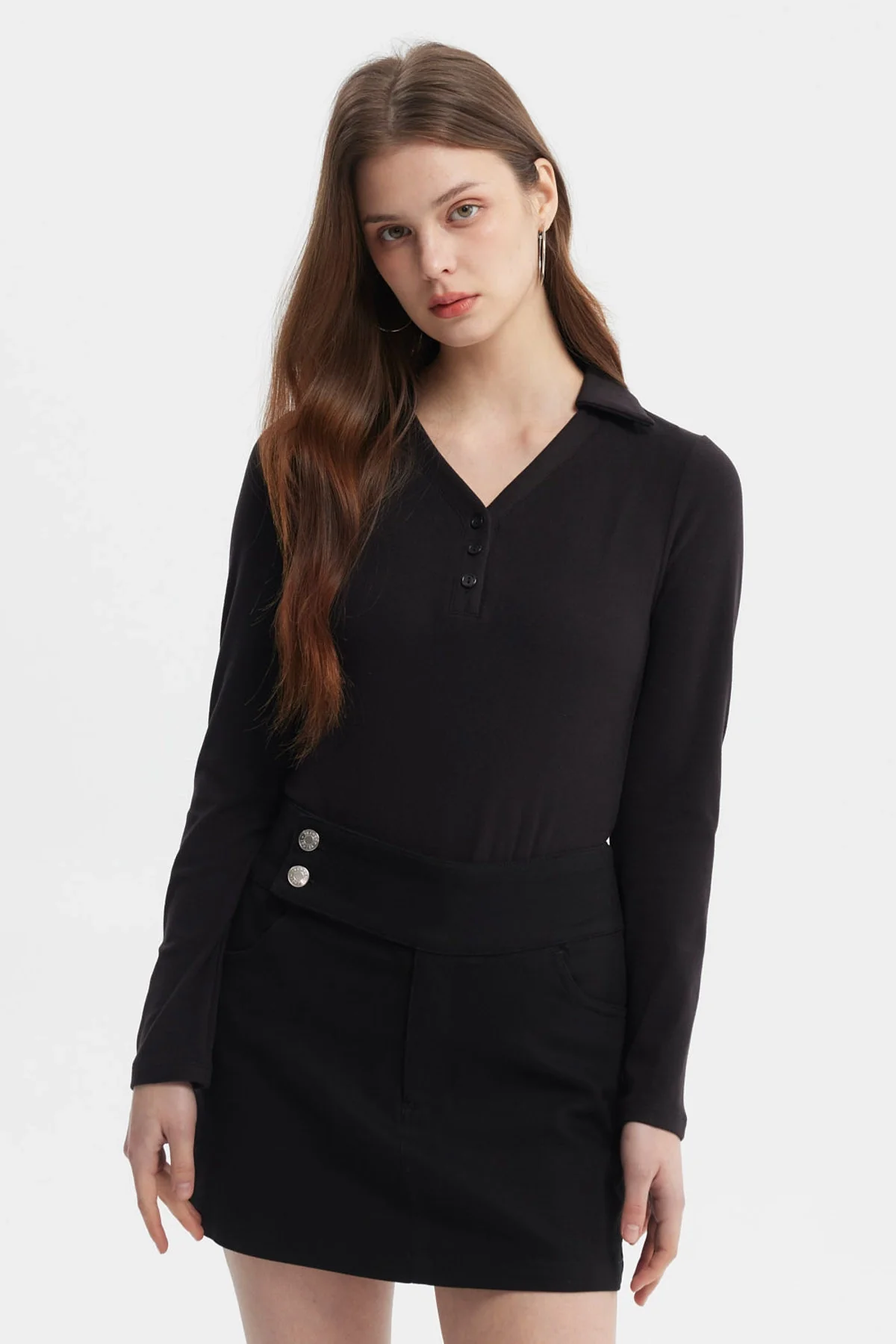 Polera Mujer Manga Larga Negro