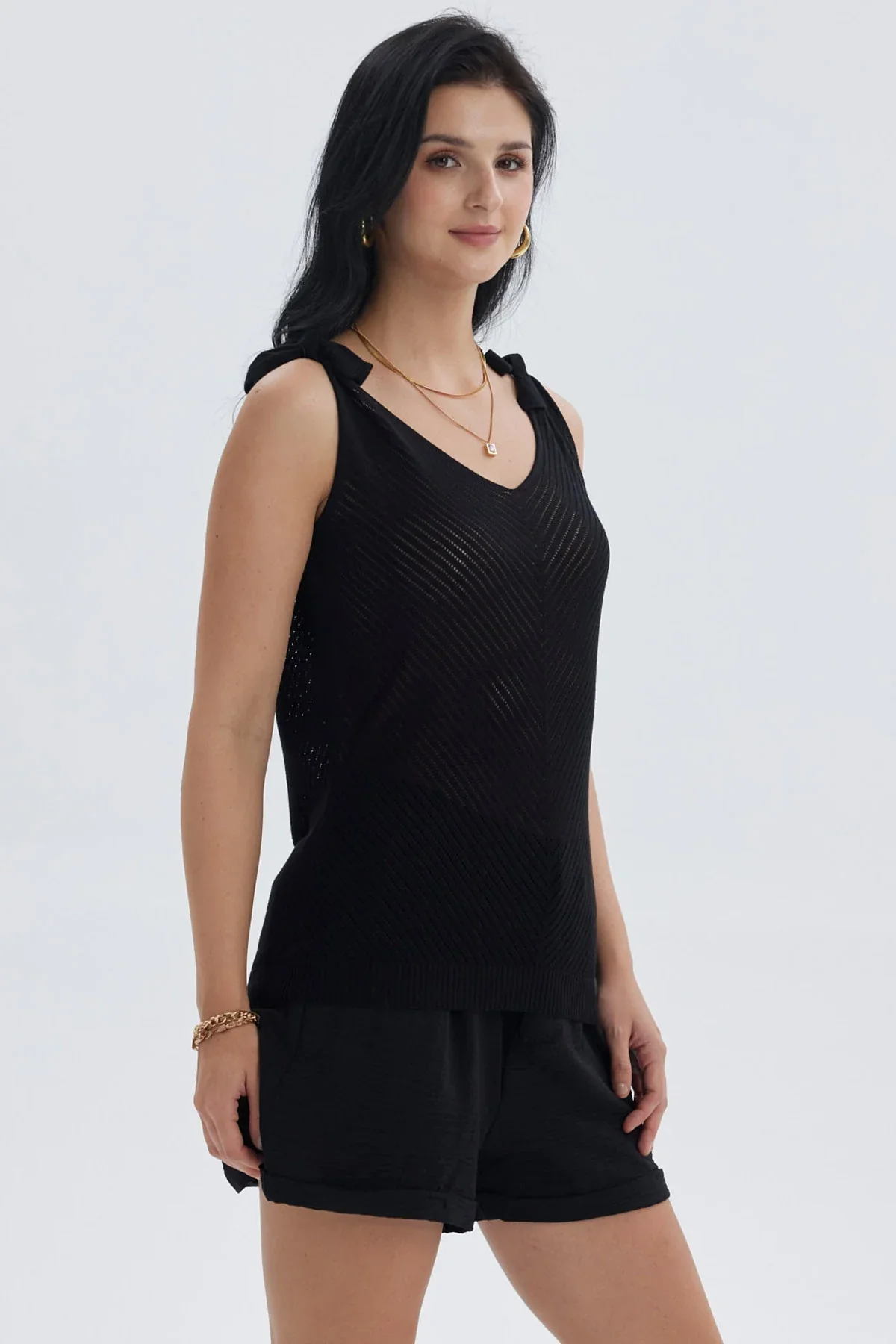 Polera Mujer Pabilo Con Nudo Negro - Image 2
