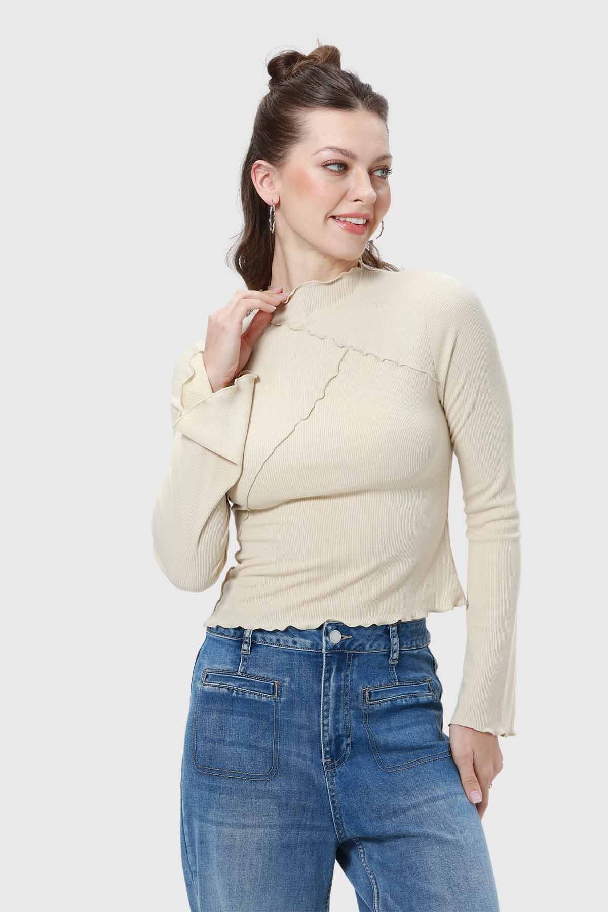 Polera Mujer Patchwork Nude - Image 2