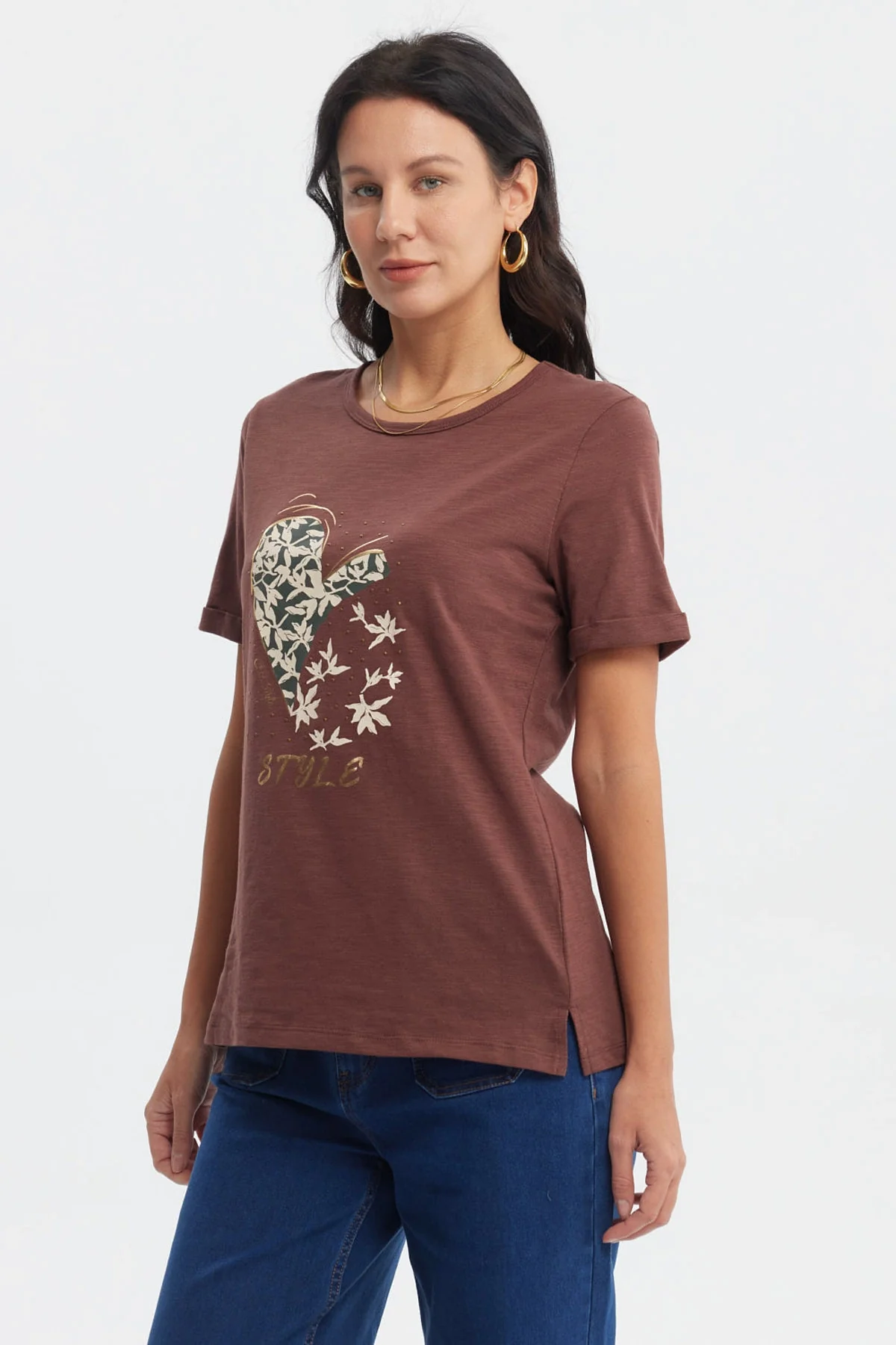 Polera Mujer Print Café - Image 2