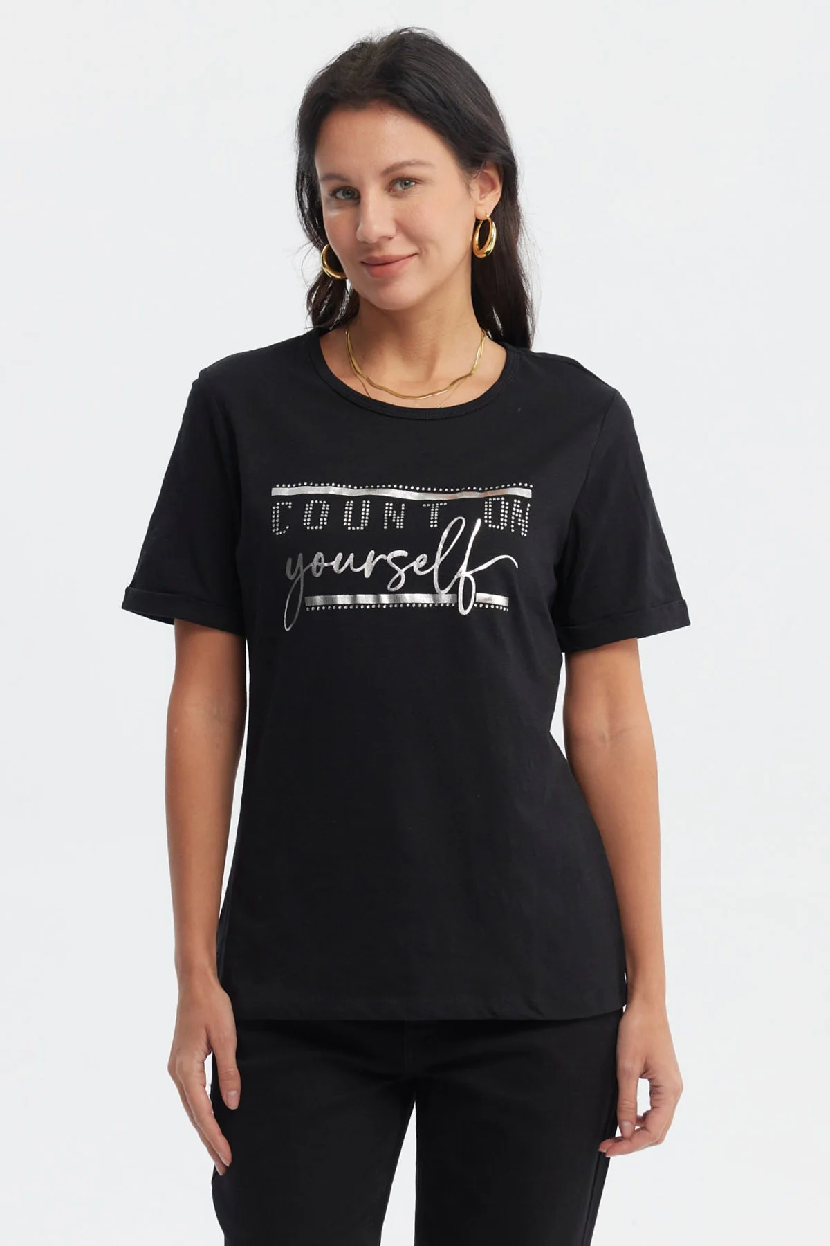 Polera Mujer Print Negro