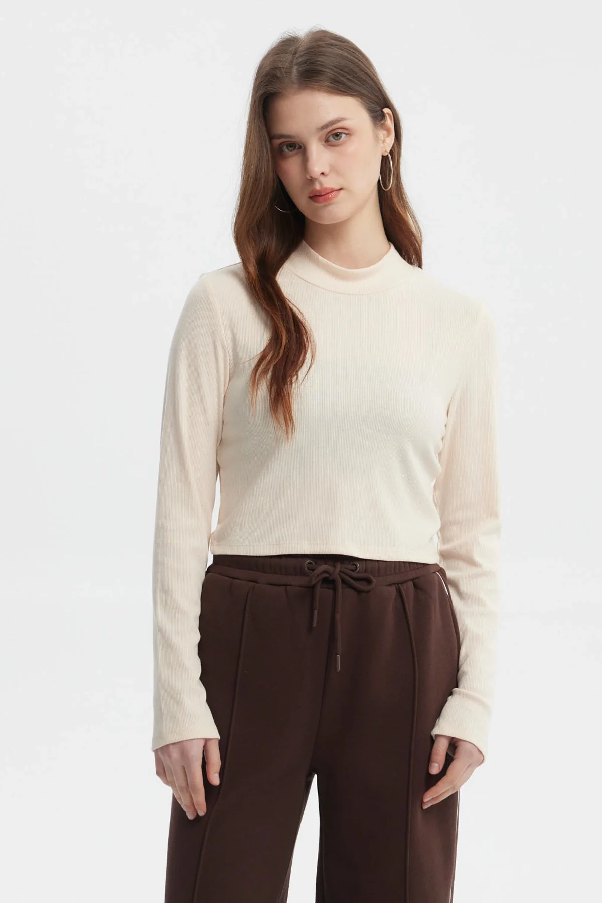 Polera Mujer Rib Crema