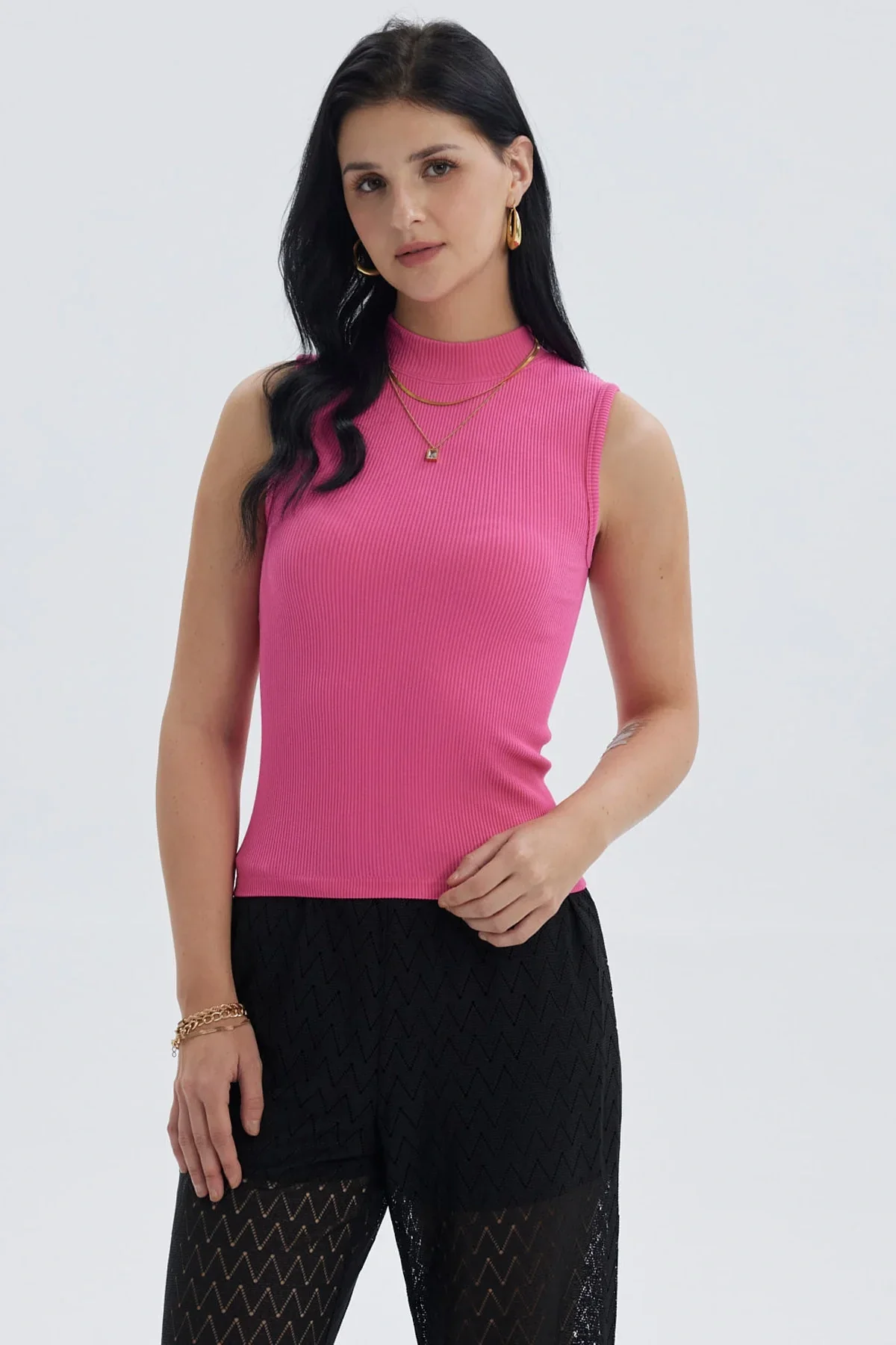 Polera Mujer Rib Fucsia