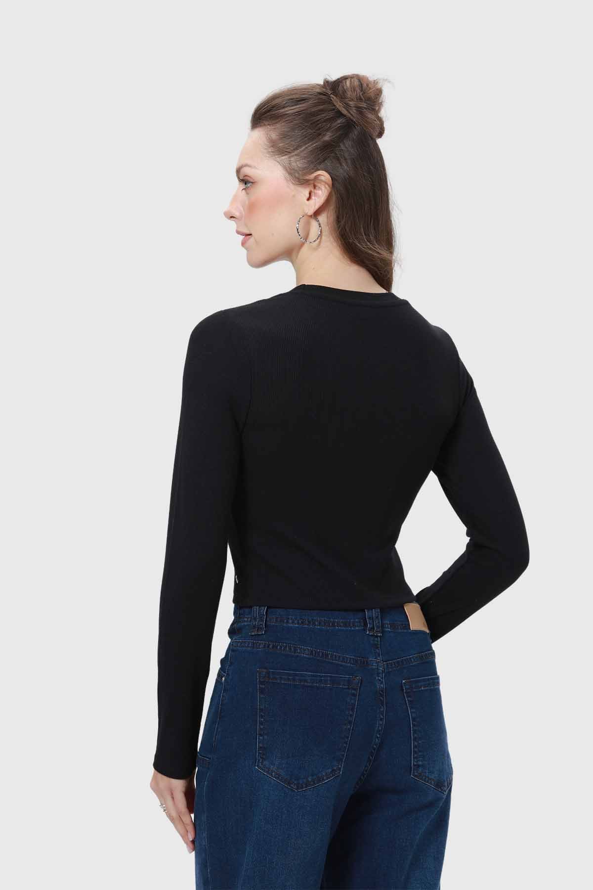 Polera Mujer Rib Negro - Image 3