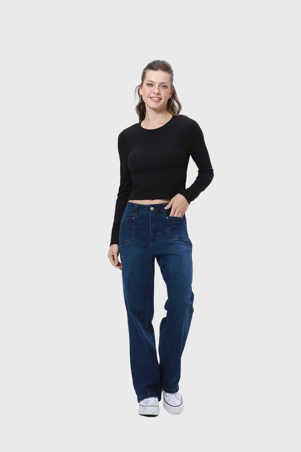 Polera Mujer Rib Negro - Image 4