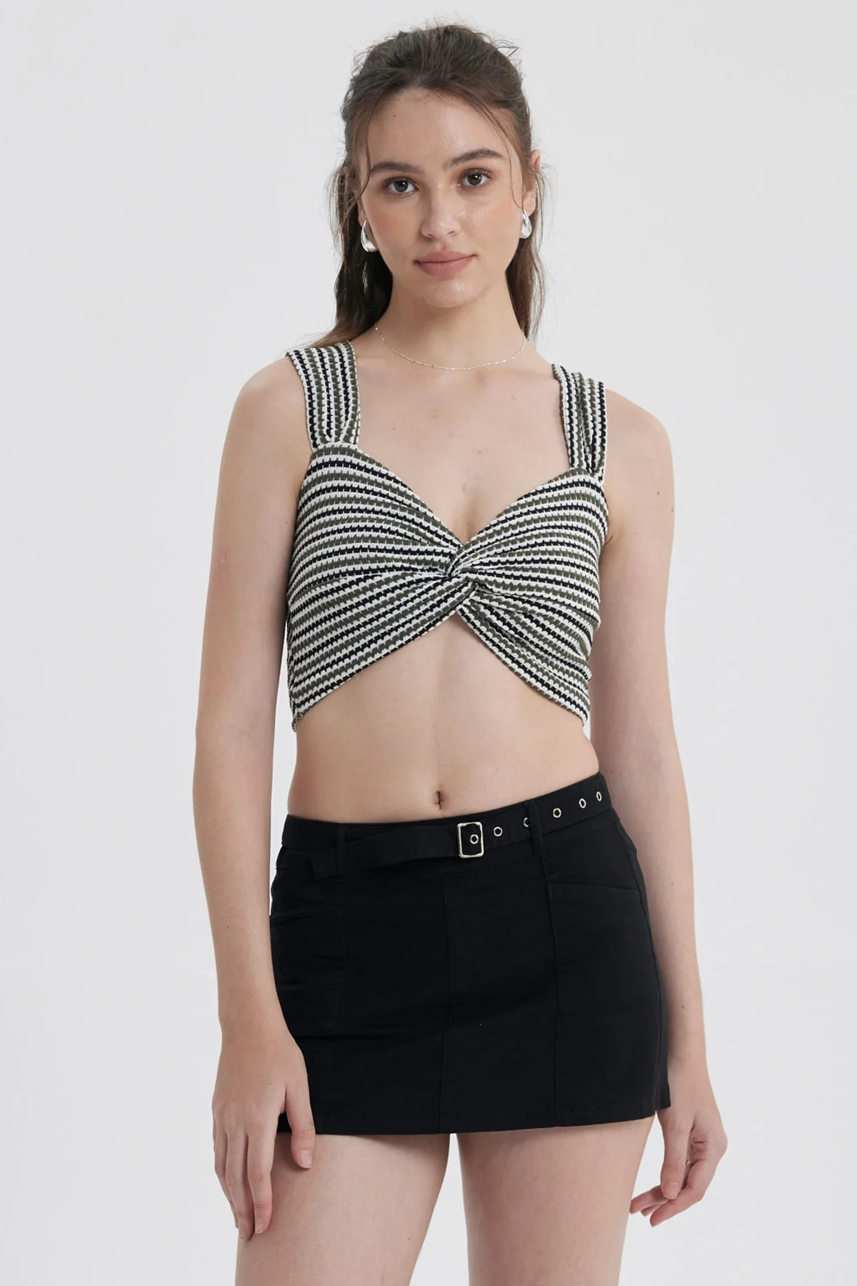 Polera Mujer Tejida Twist Negro / Blanco