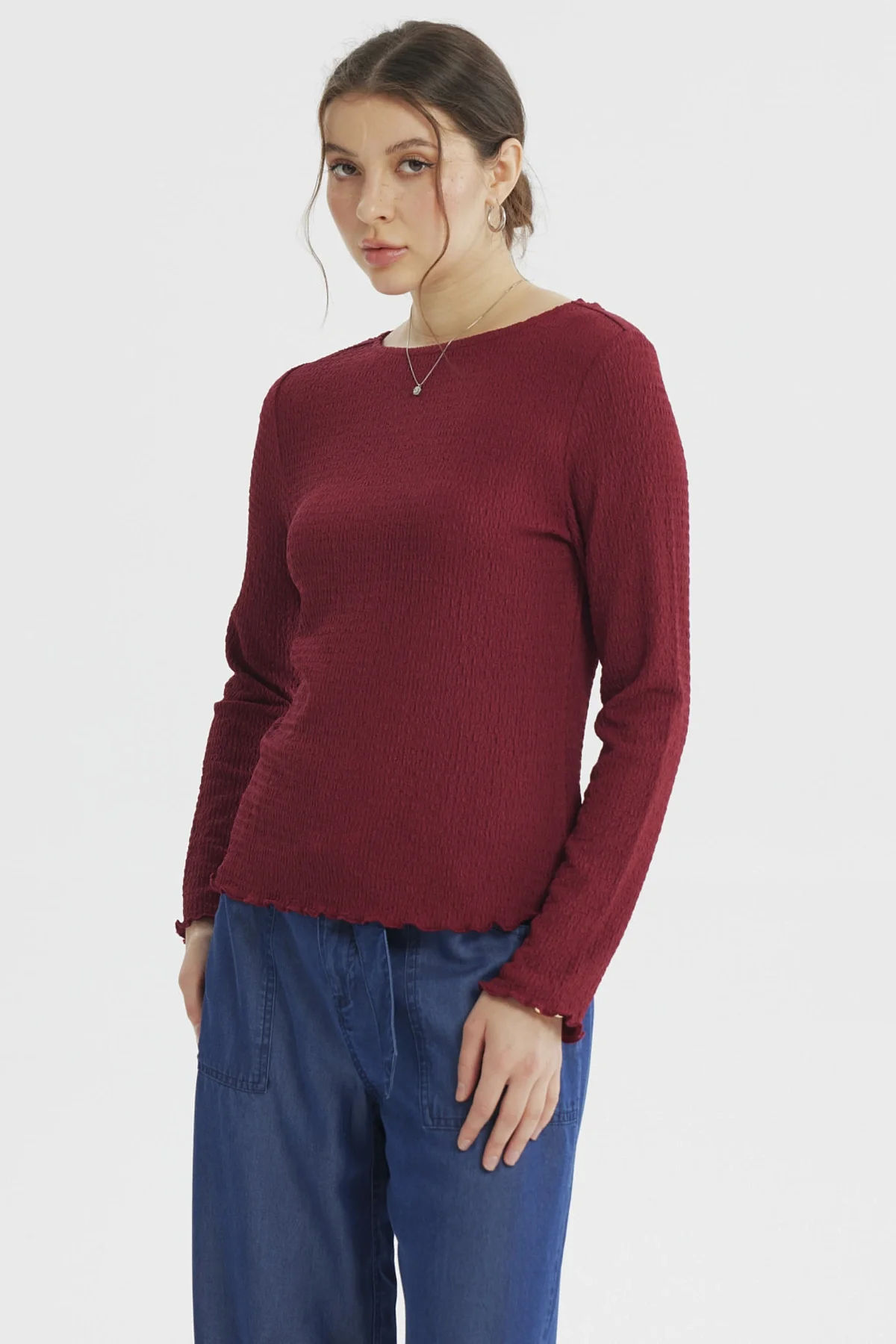 Polera Mujer Textura Burdeo - Image 2