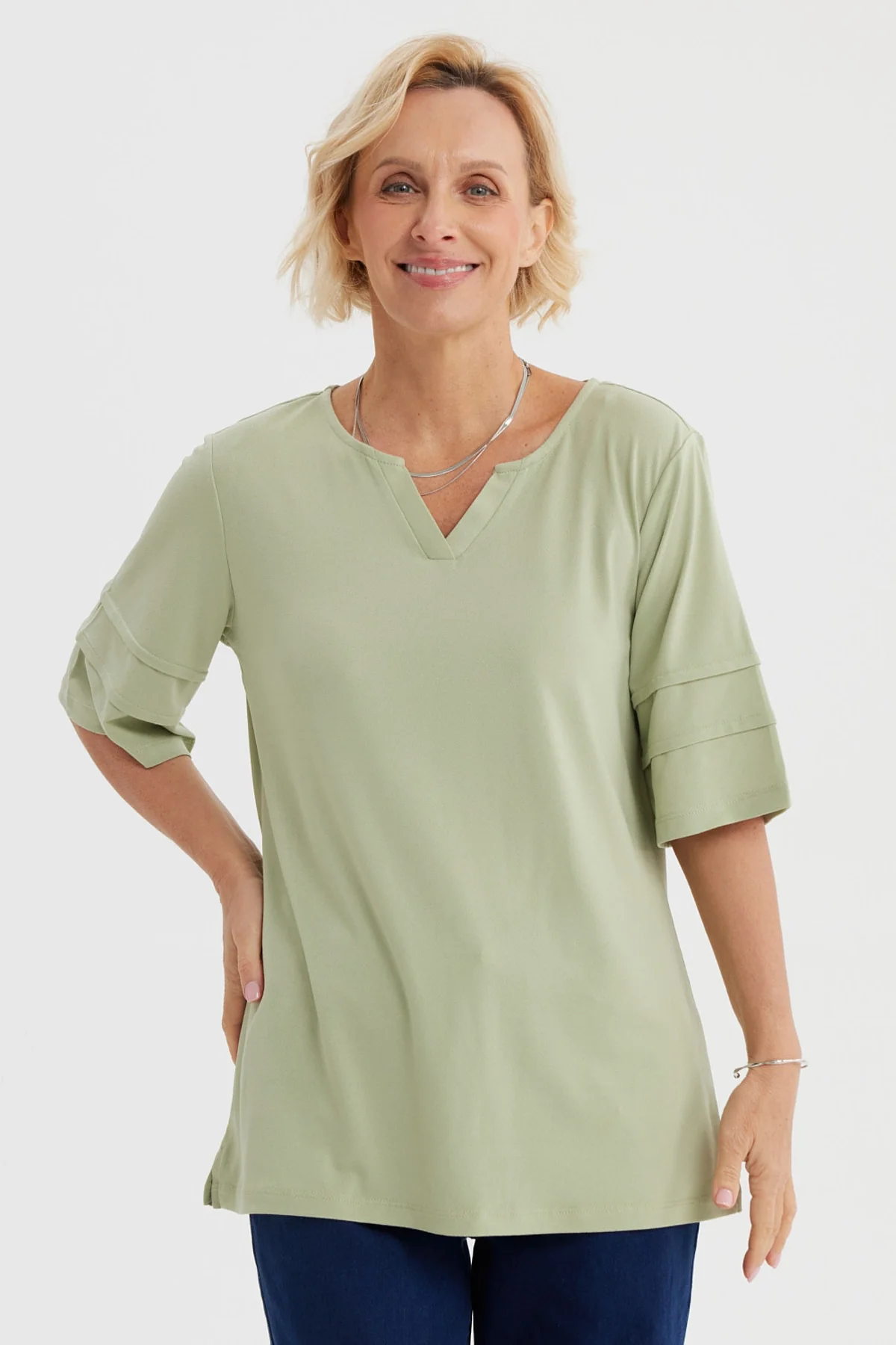 Polera Mujer Textura Verde Claro