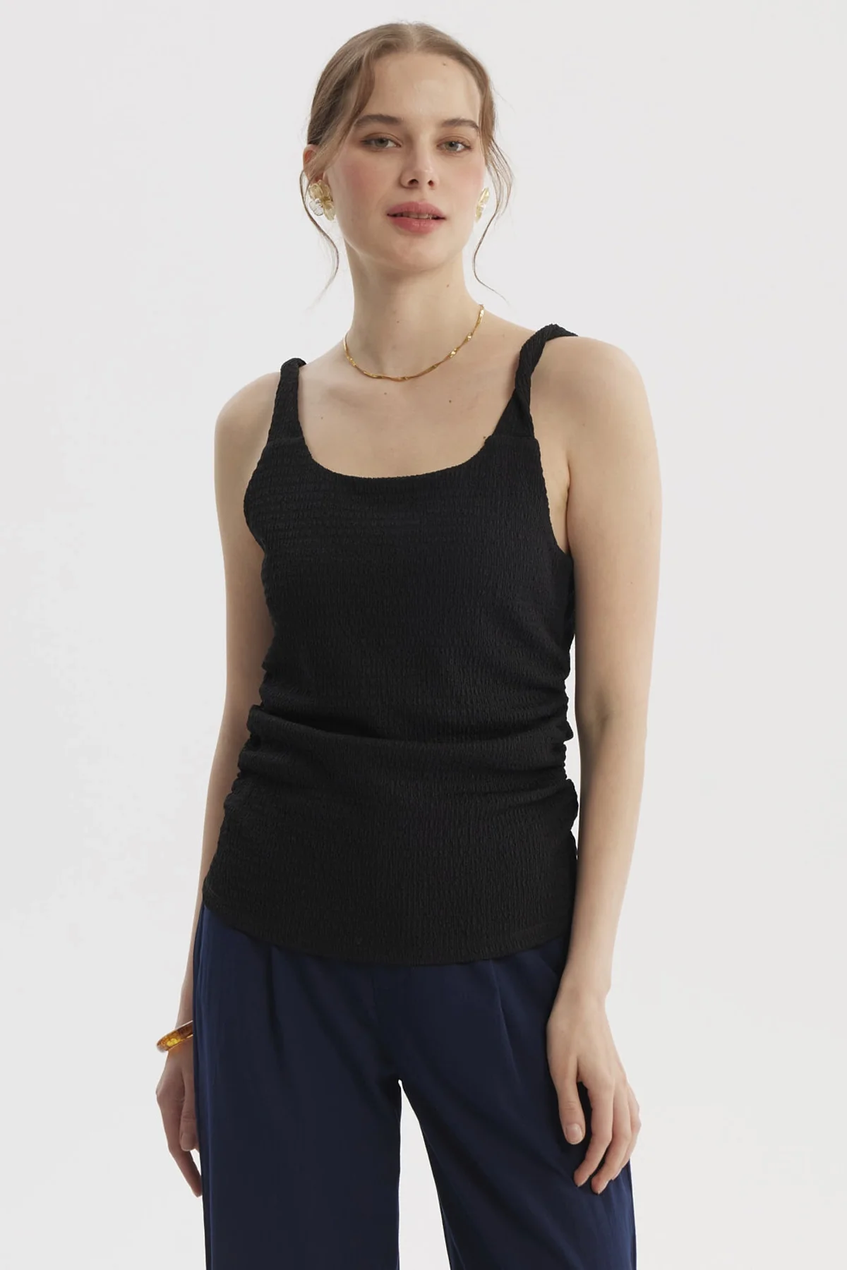 Polera Mujer Tirante Trenzado Negro