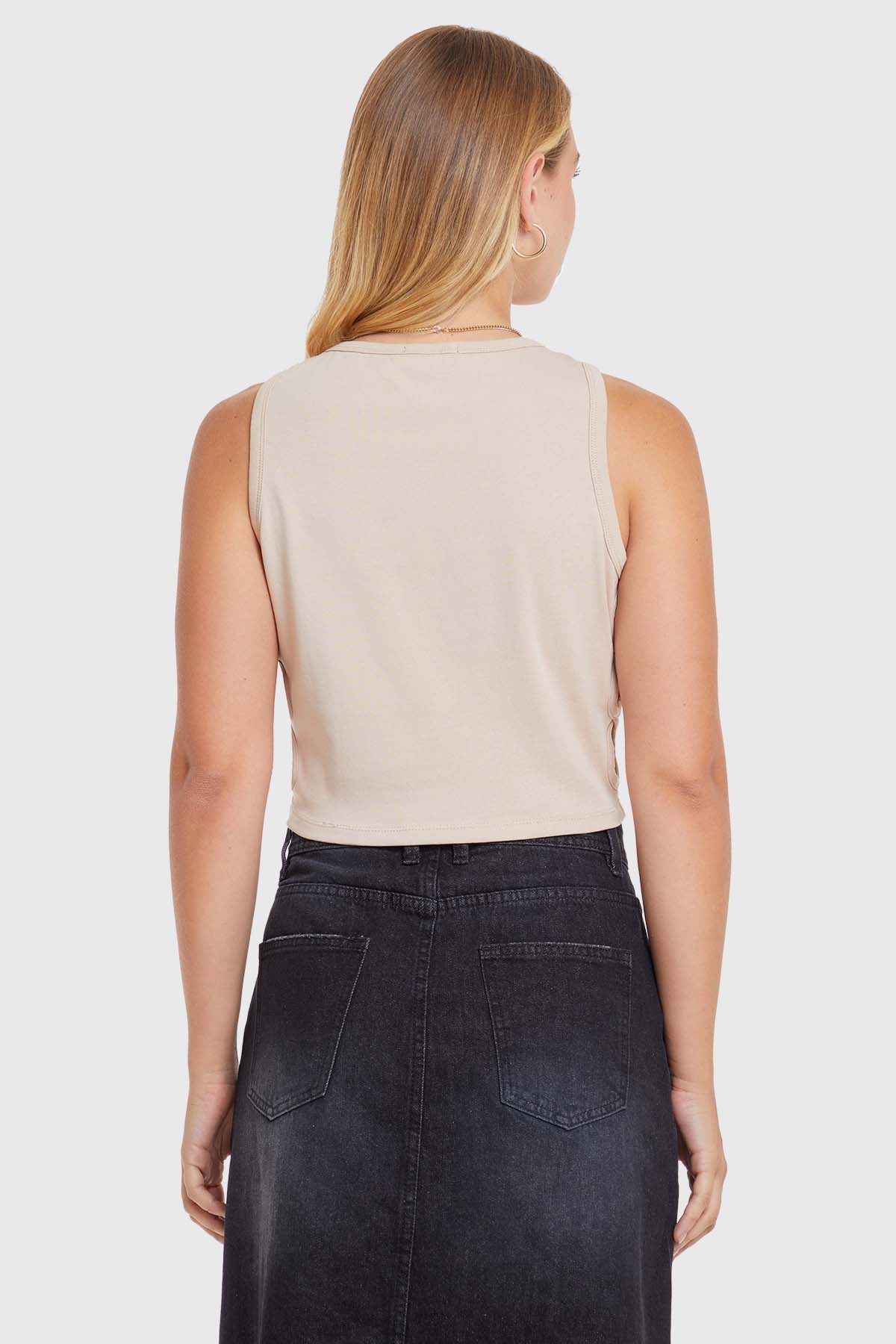Polera Mujer Top Cut Out Costado Nude - Image 3