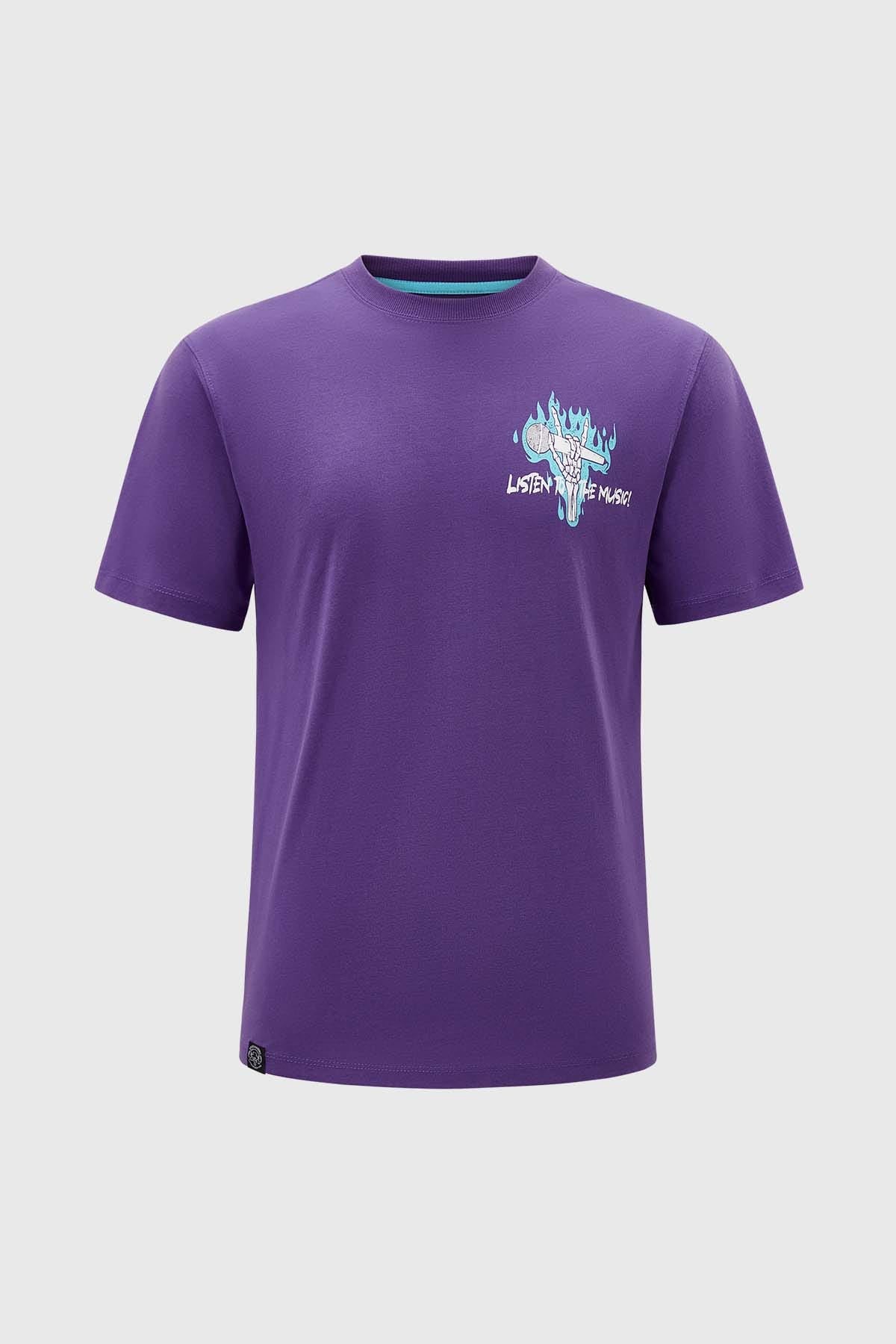 Polera Niño Oversize Estampado Morado