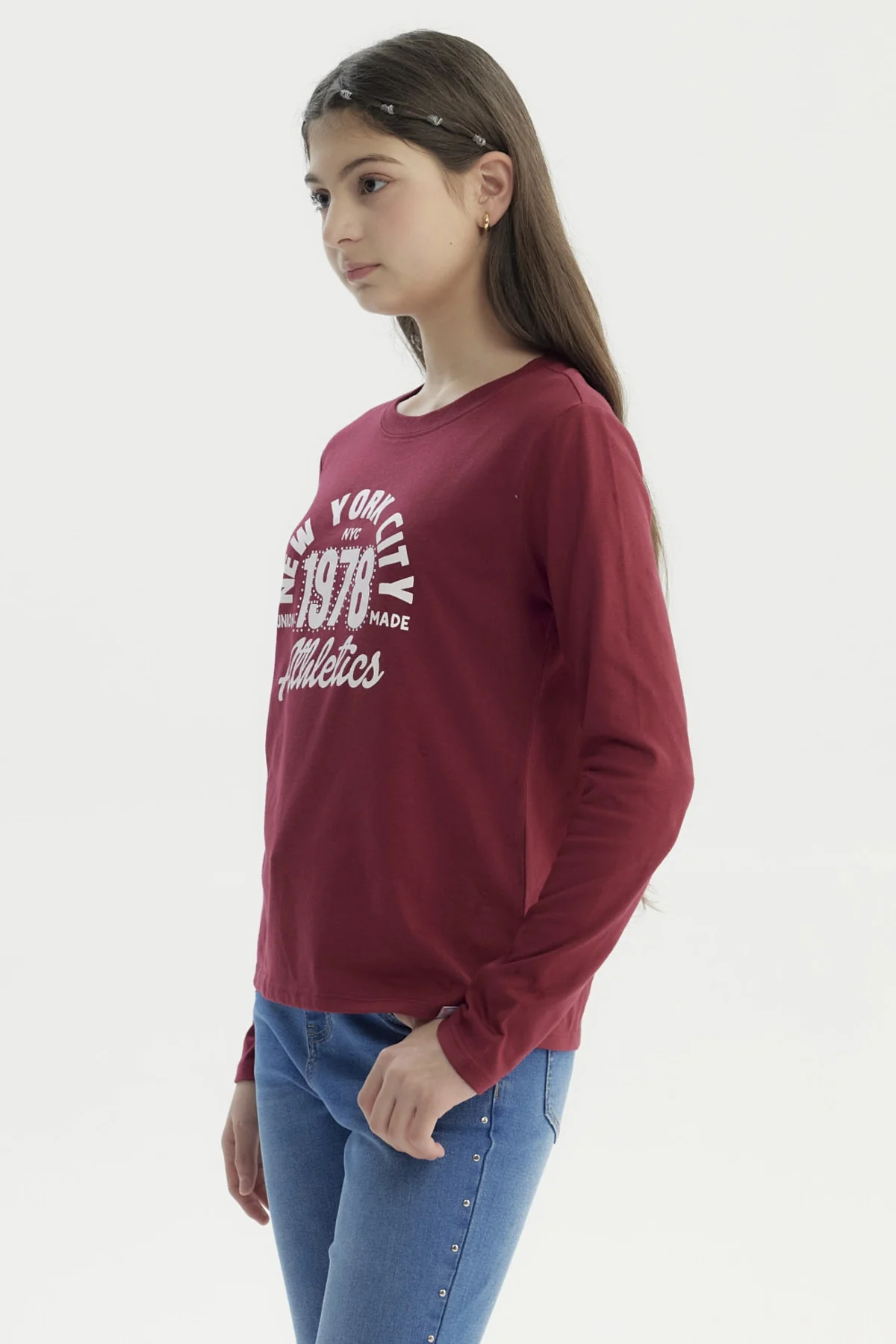 Polera Niña Básica Teen Burdeo - Image 2