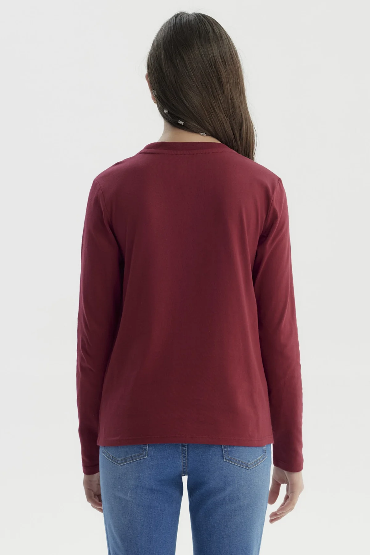 Polera Niña Básica Teen Burdeo - Image 3
