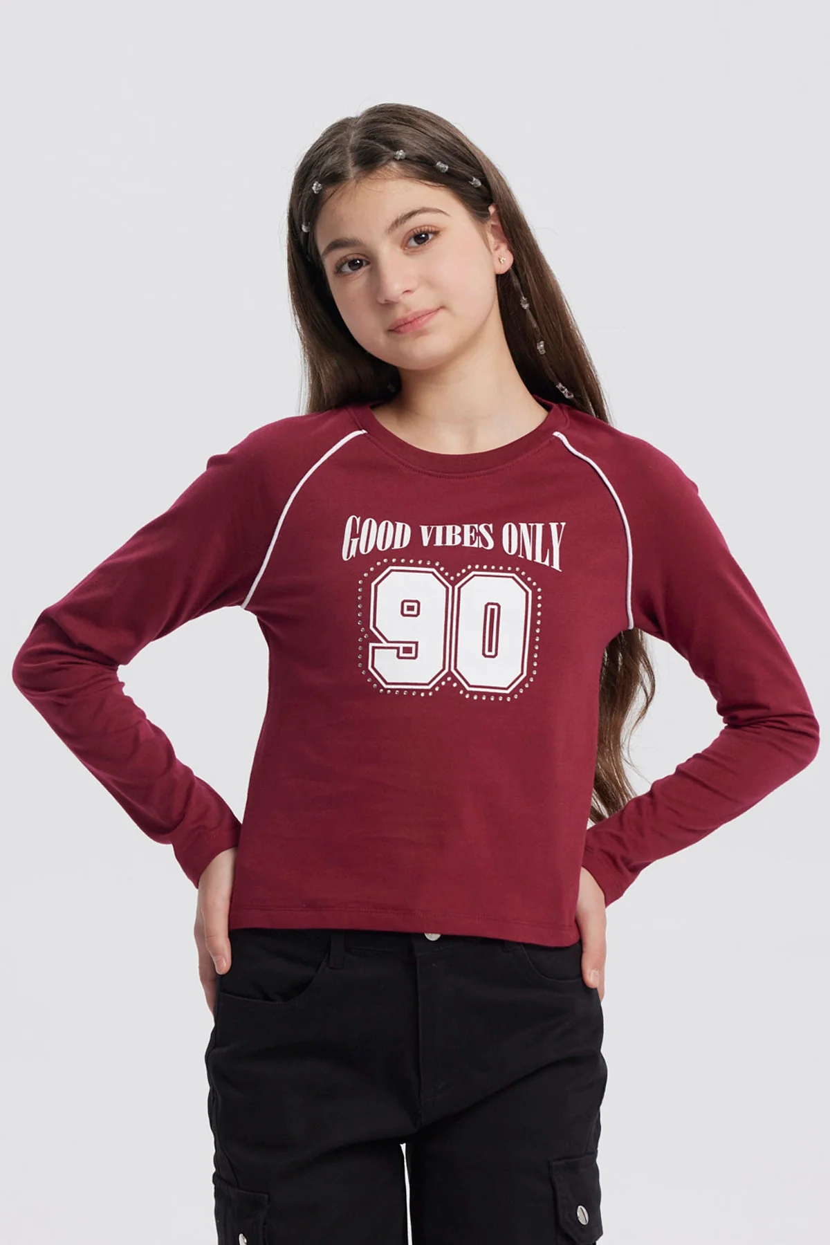 Polera Niña Cuello Redondo Rojo