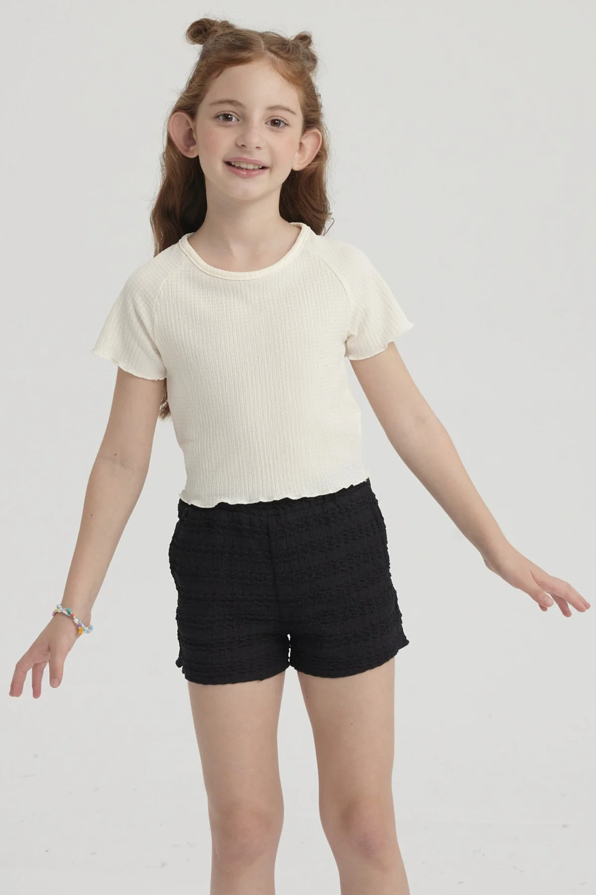 Polera Niña Lisa Textura Blanco