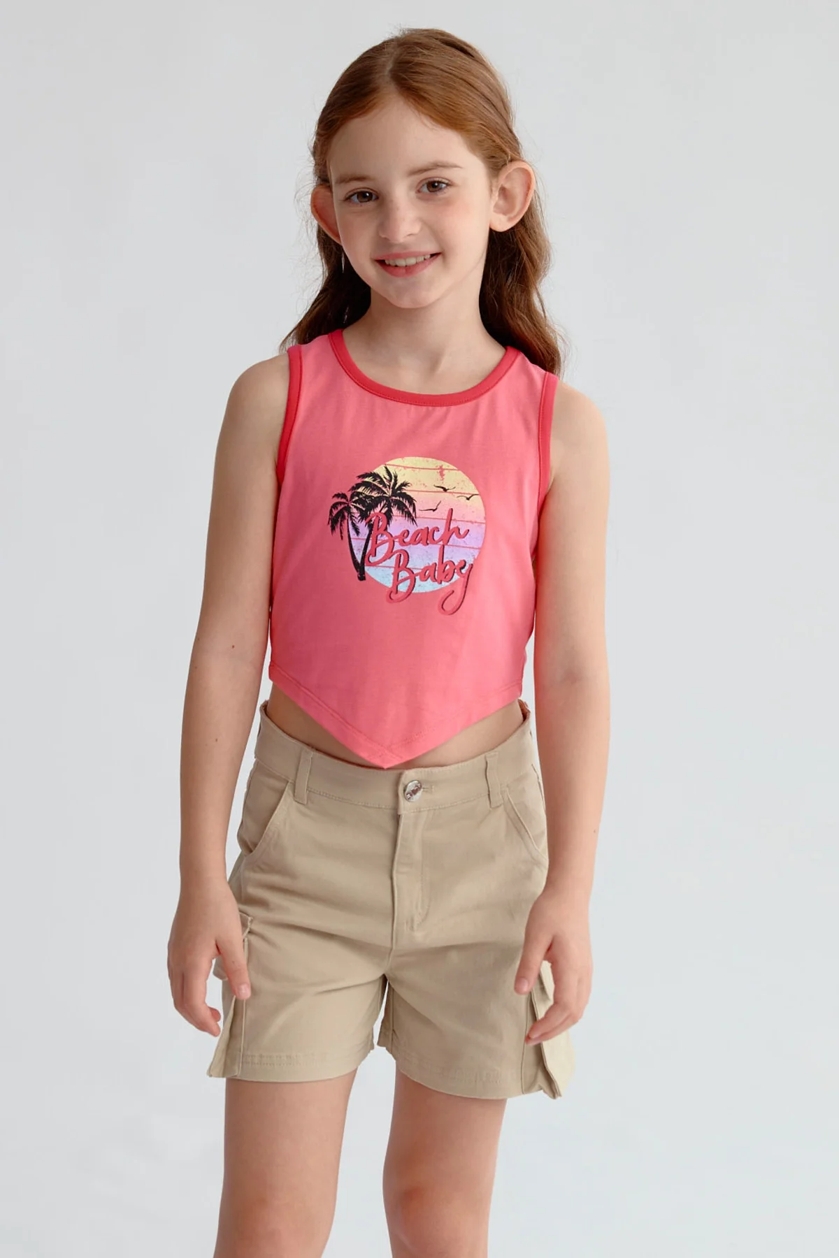 Polera Niña Print Posicional Fucsia