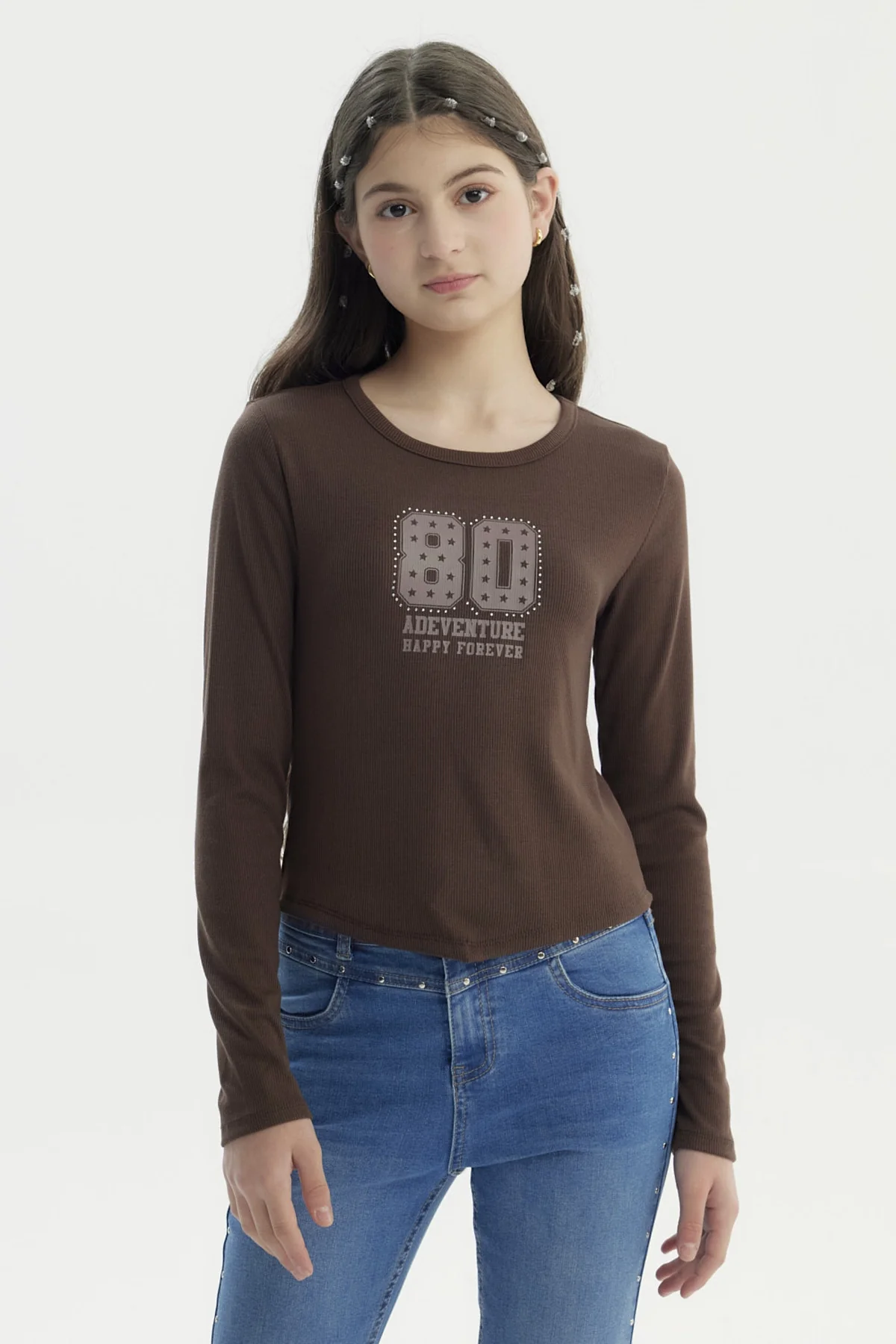 Polera Niña Slim Café