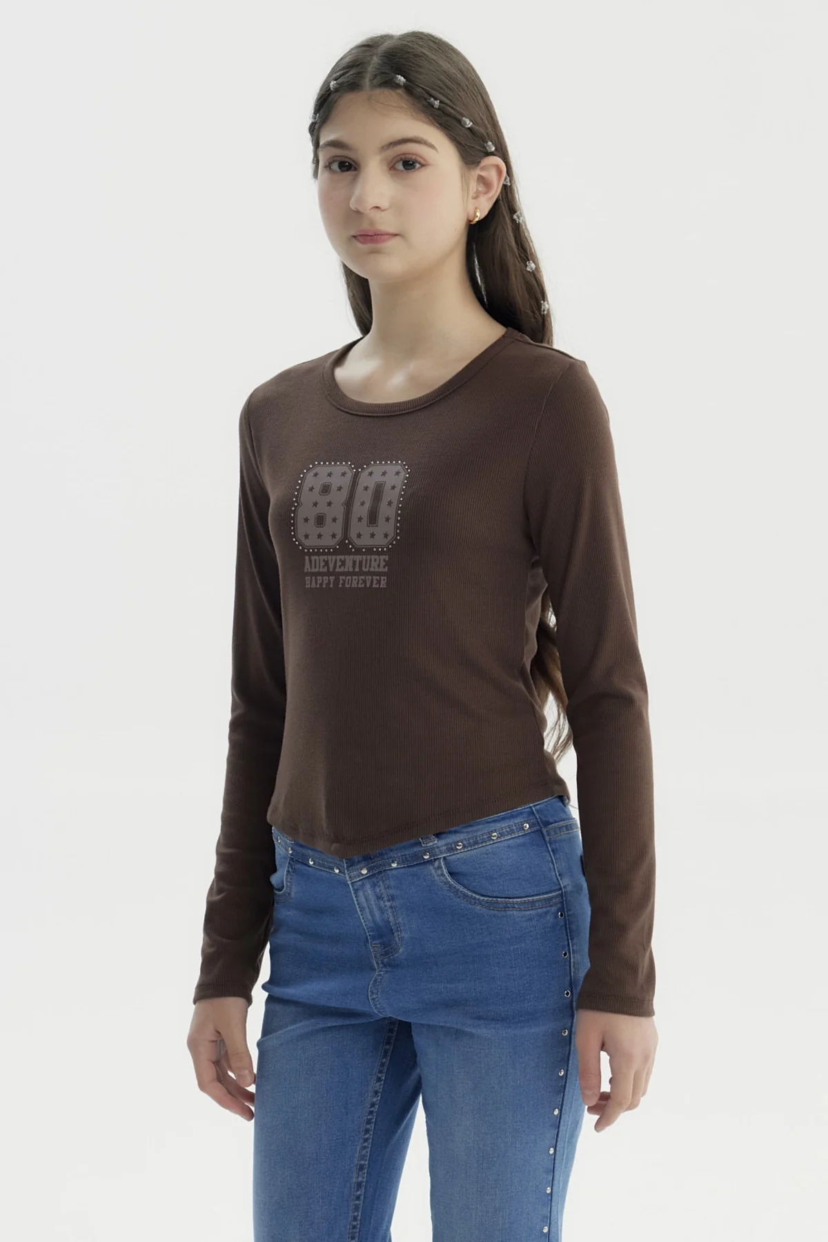 Polera Niña Slim Café - Image 2