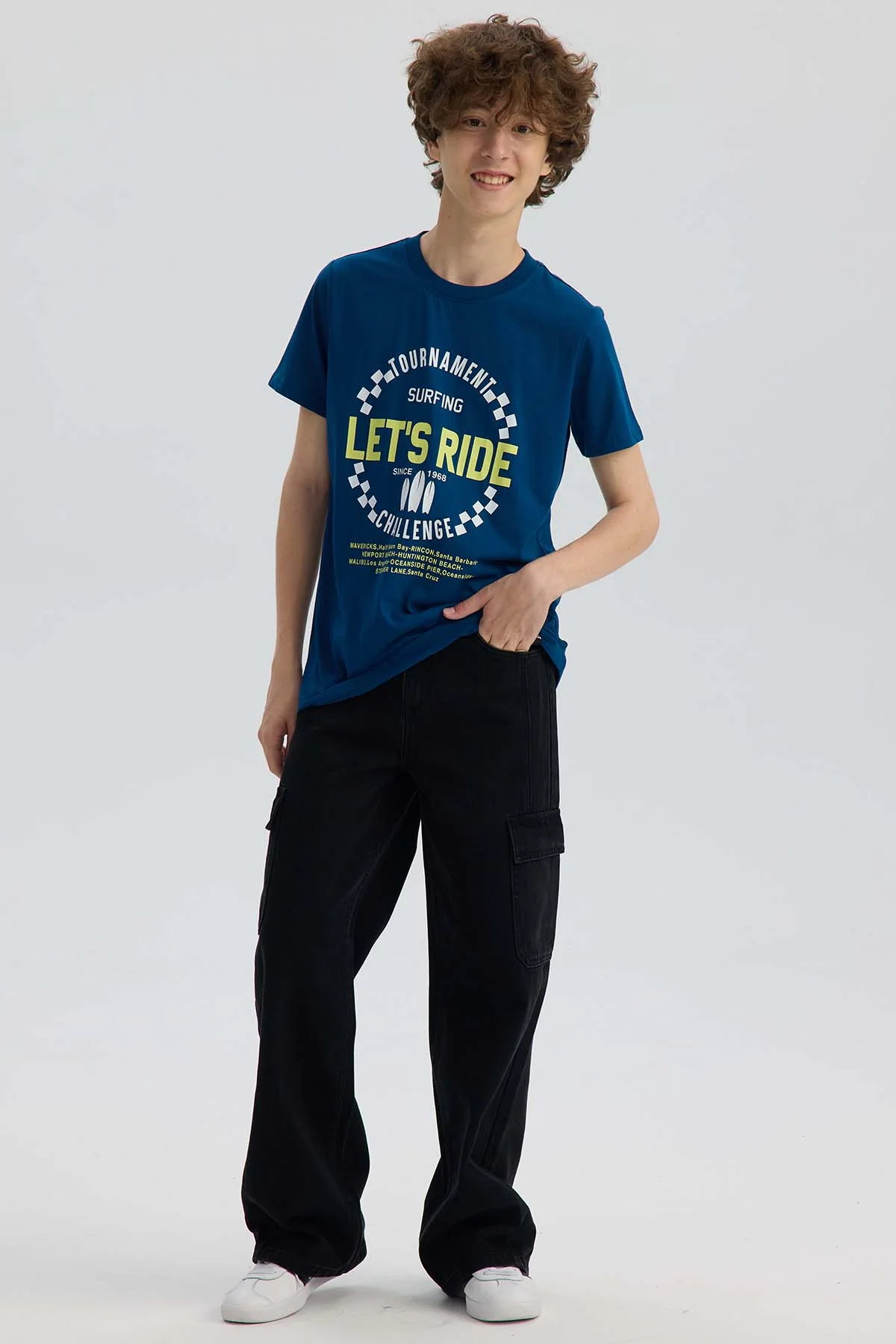 Polera Niño Básica Estampada Azul Petroleo - Image 4