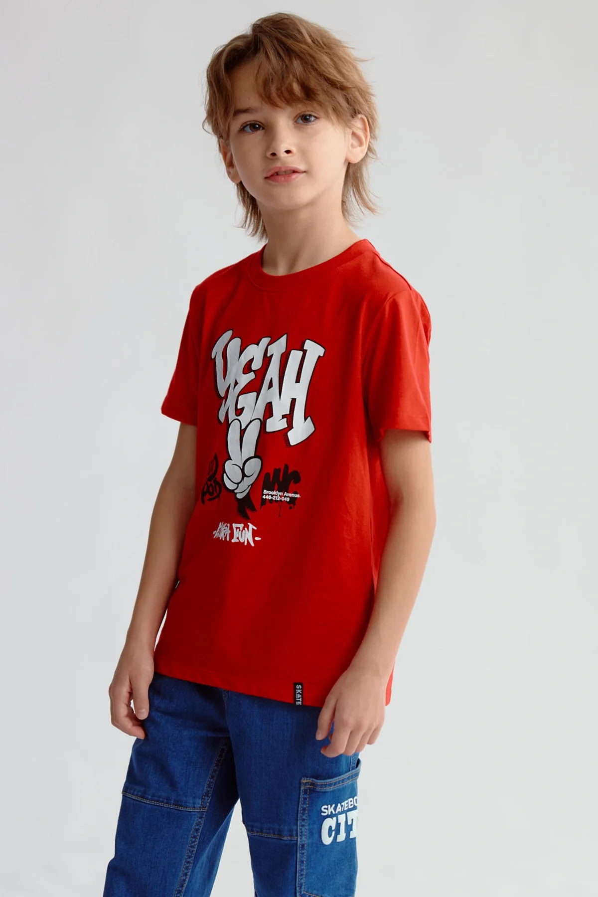 Polera Niño Básica Estampada Rojo - Image 2