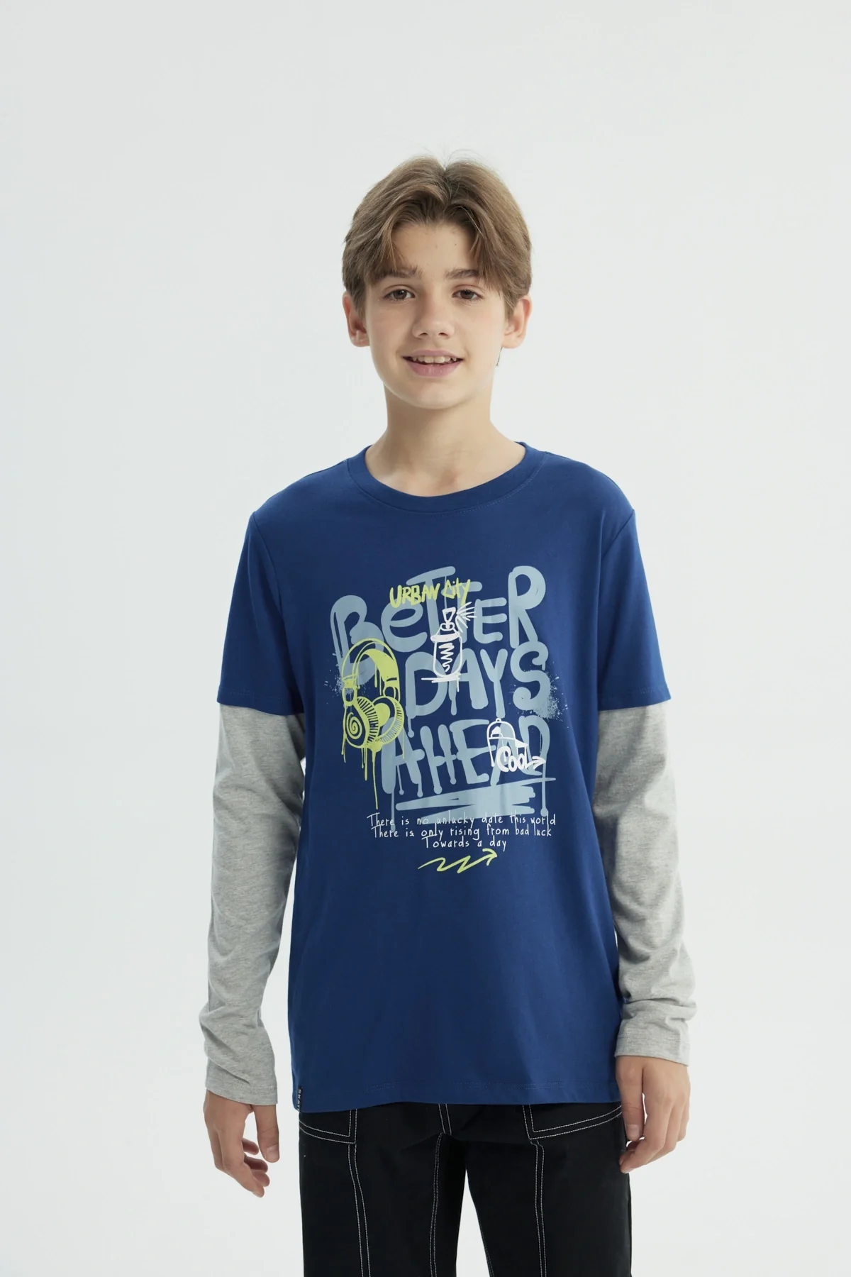 Polera Niño Básica Print Azul