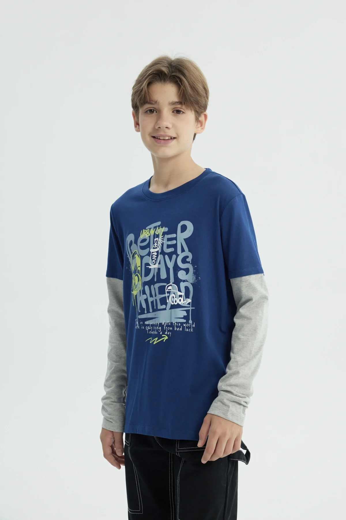 Polera Niño Básica Print Azul - Image 2