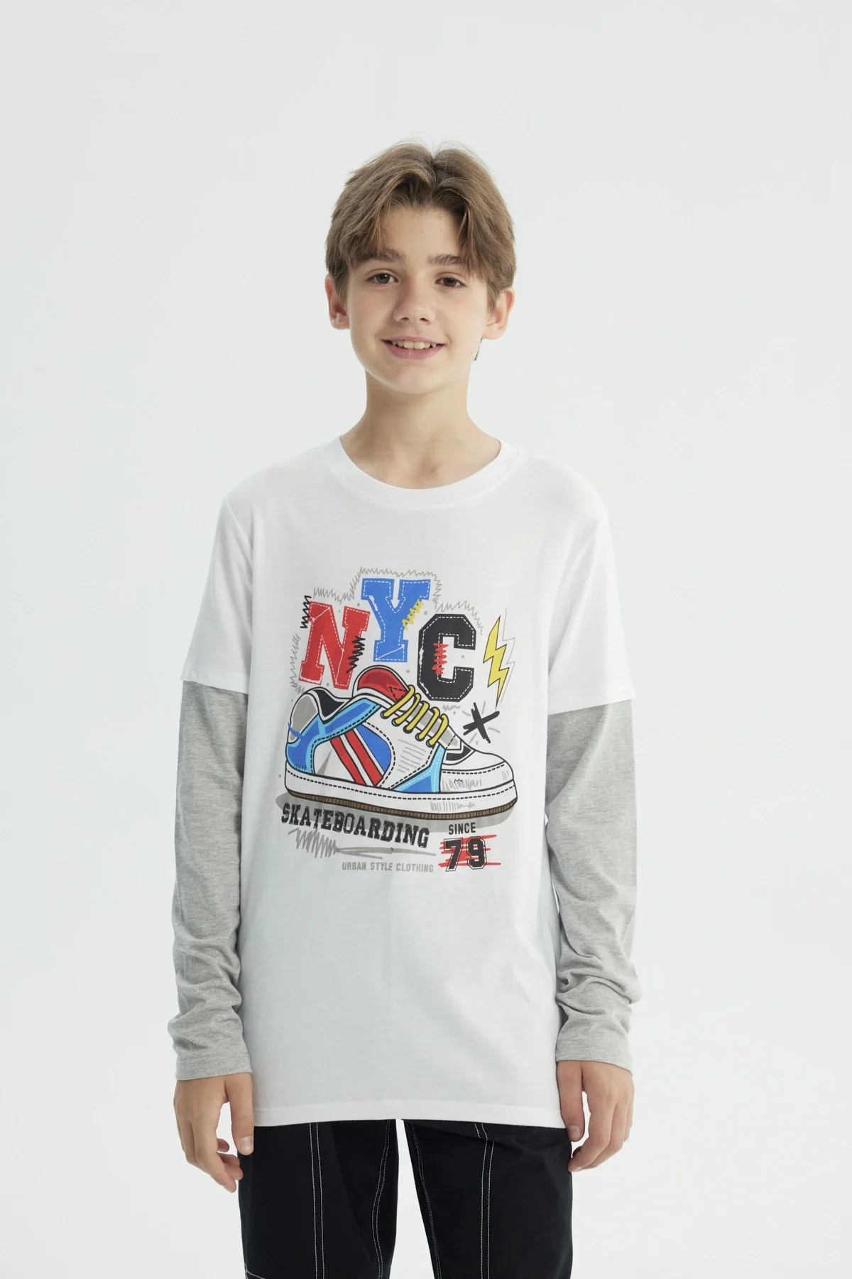 Polera Niño Básica Print Blanco