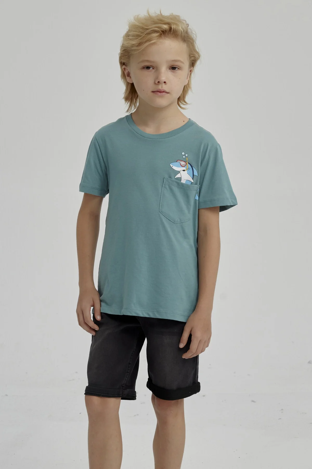 Polera Niño Bolsillo Print Verde