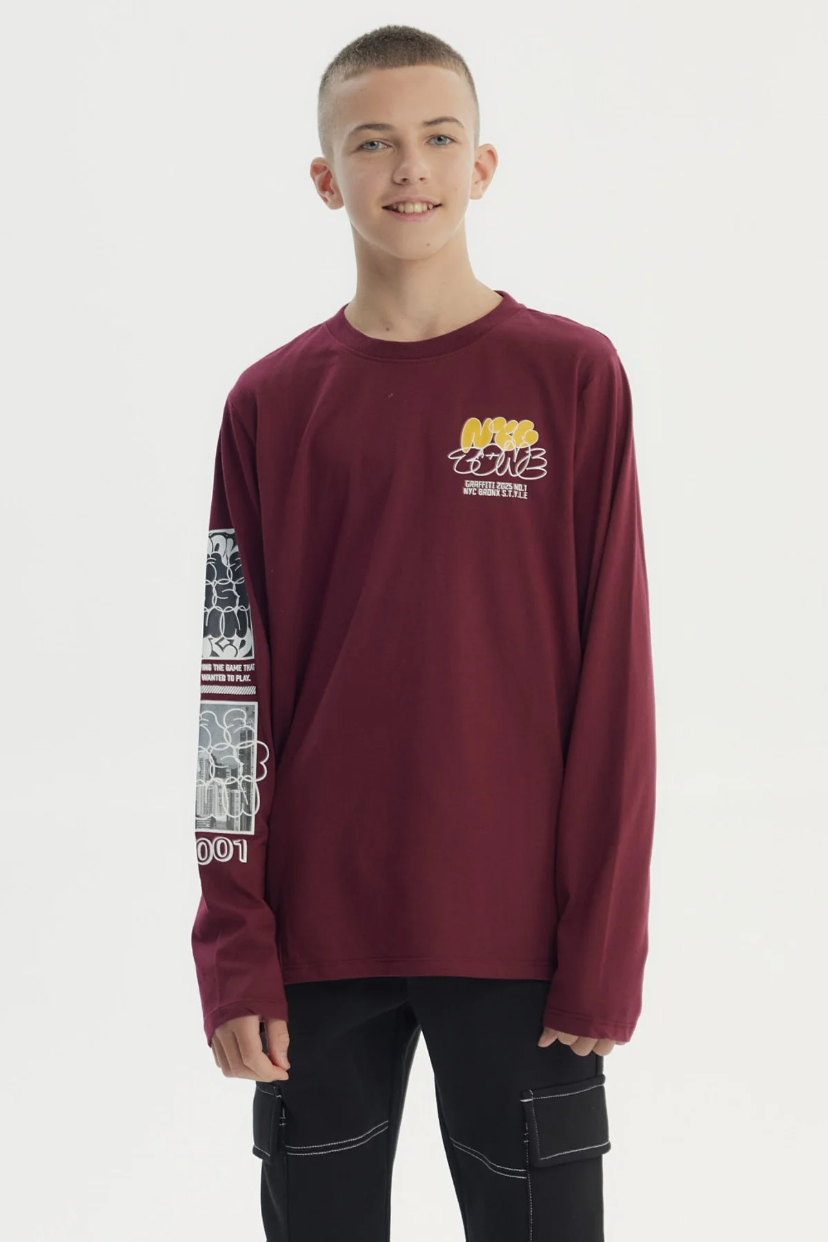 Polera Niño Slim Burdeo