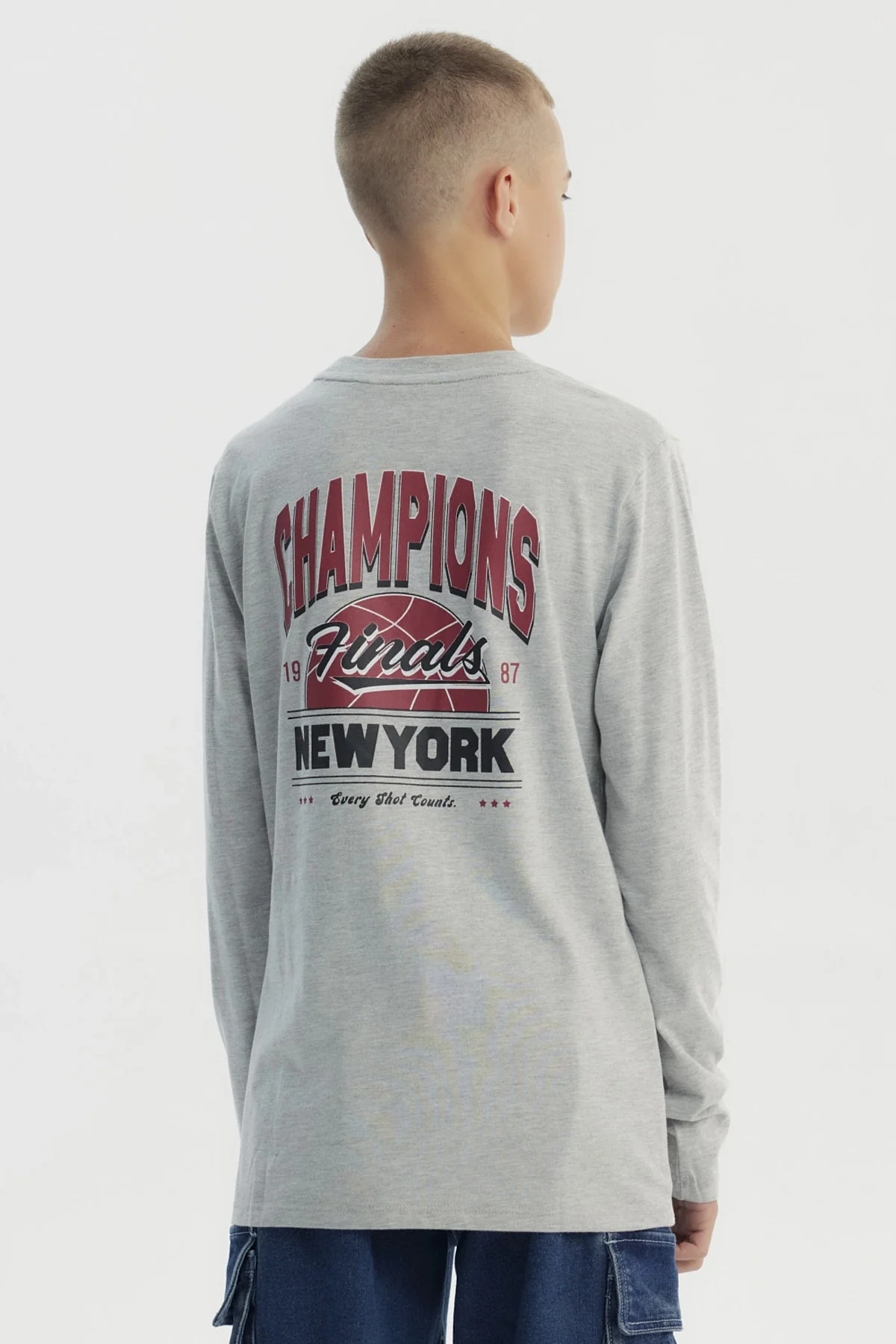 Polera Niño Slim Gris Melange - Image 2