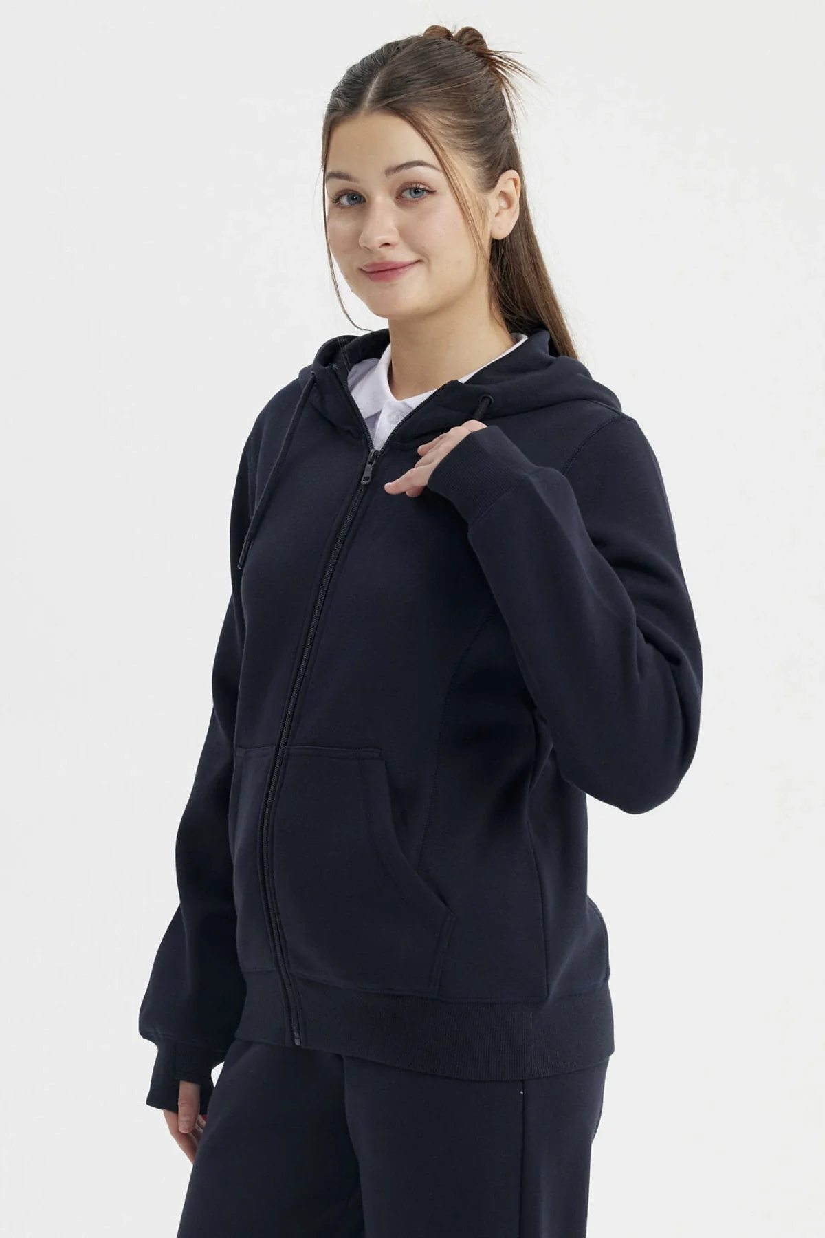 Polerón Unisex Full Zipper Azul Marino - Image 2