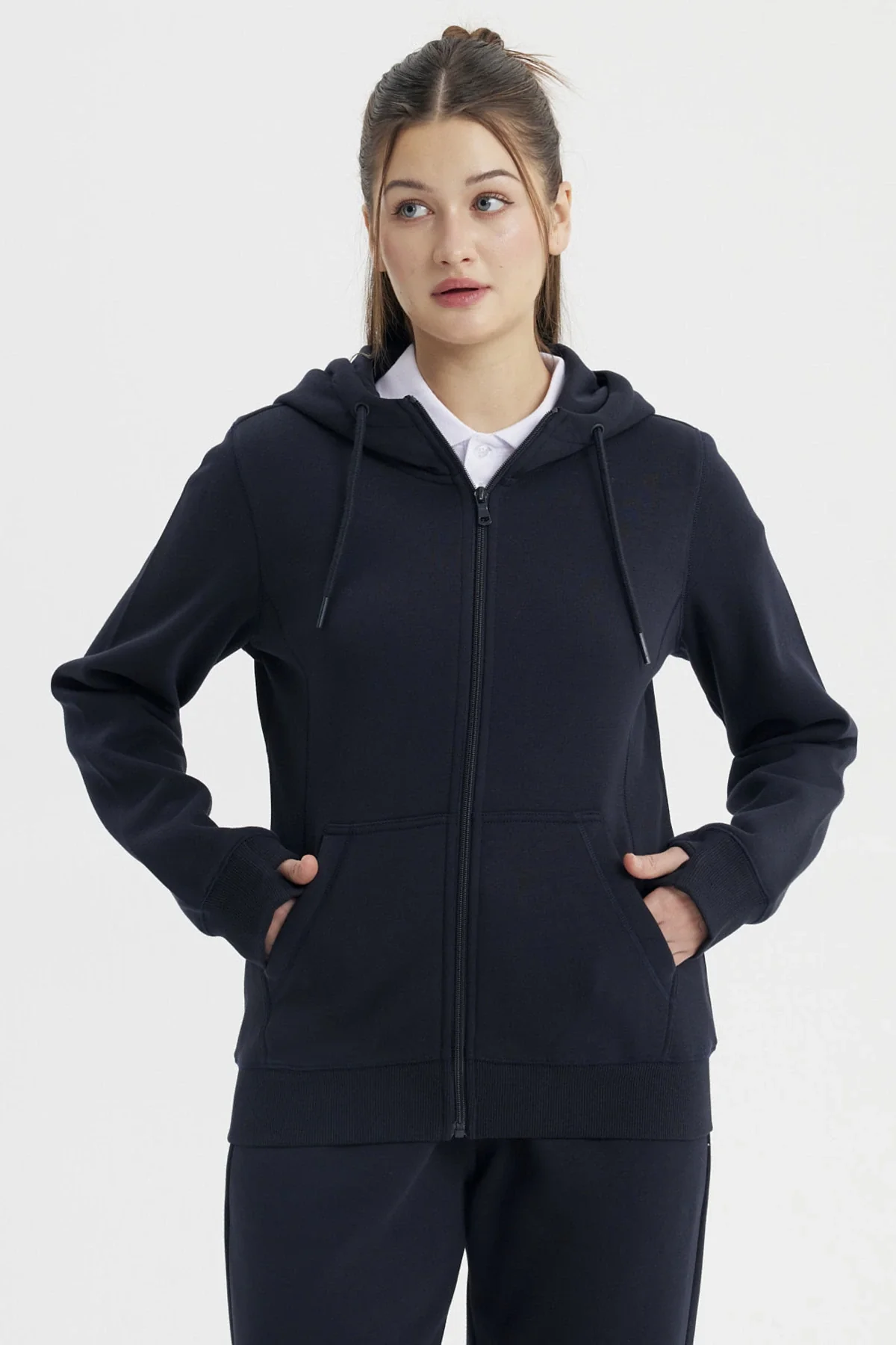 Polerón Unisex Full Zipper Azul Marino - Image 4