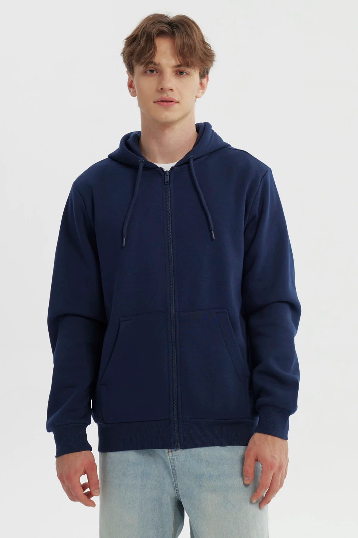 Polerón Hombre Full Zipper Basico Azul