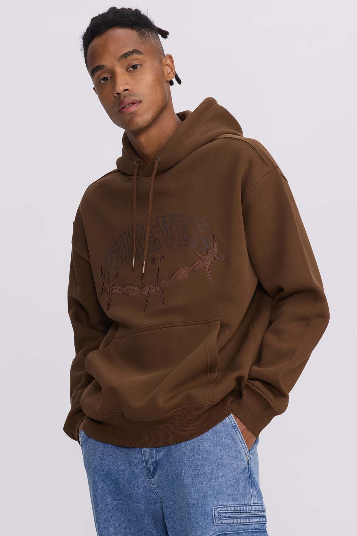 Polerón Hombre Hoodie Print Posicional Chocolate - Image 2