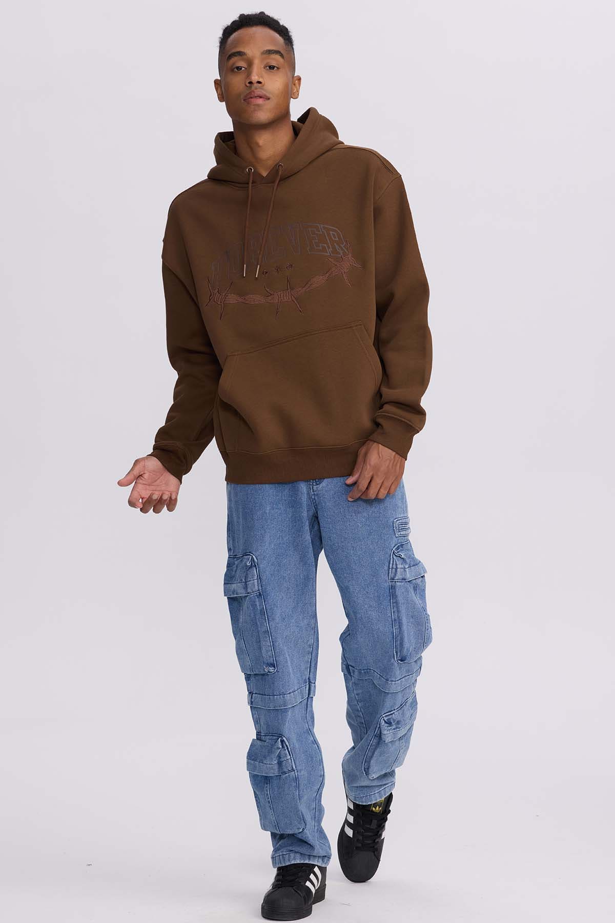 Polerón Hombre Hoodie Print Posicional Chocolate - Image 4