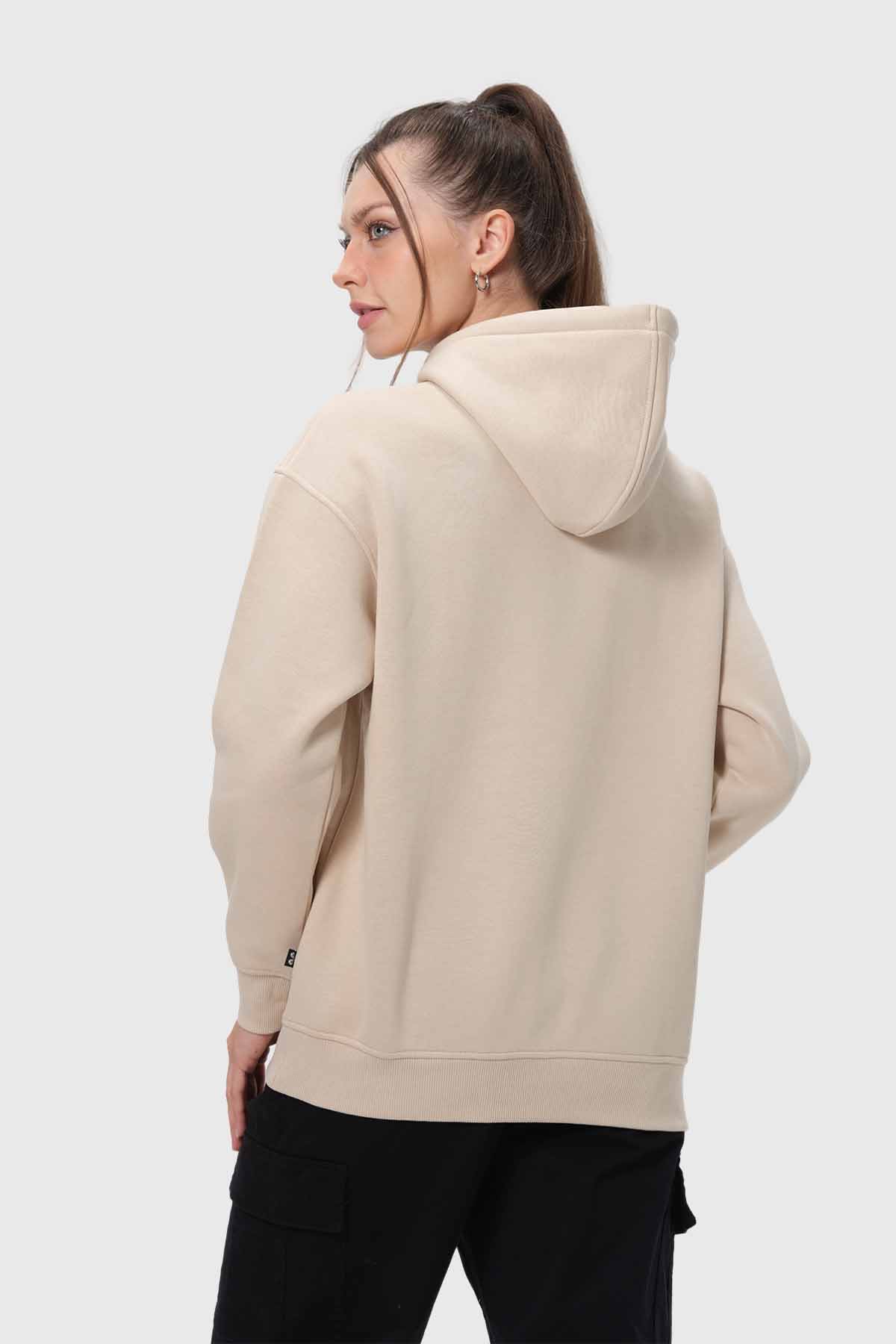 Polerón Mujer Canguro Print Beige - Image 3