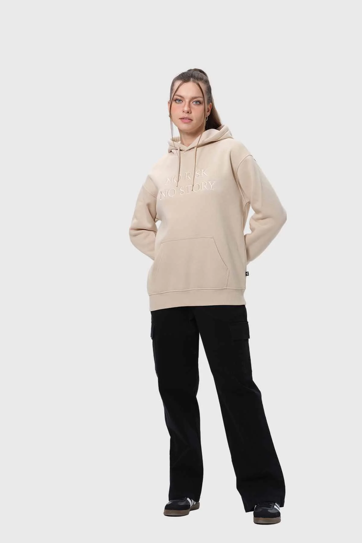Polerón Mujer Canguro Print Beige - Image 4