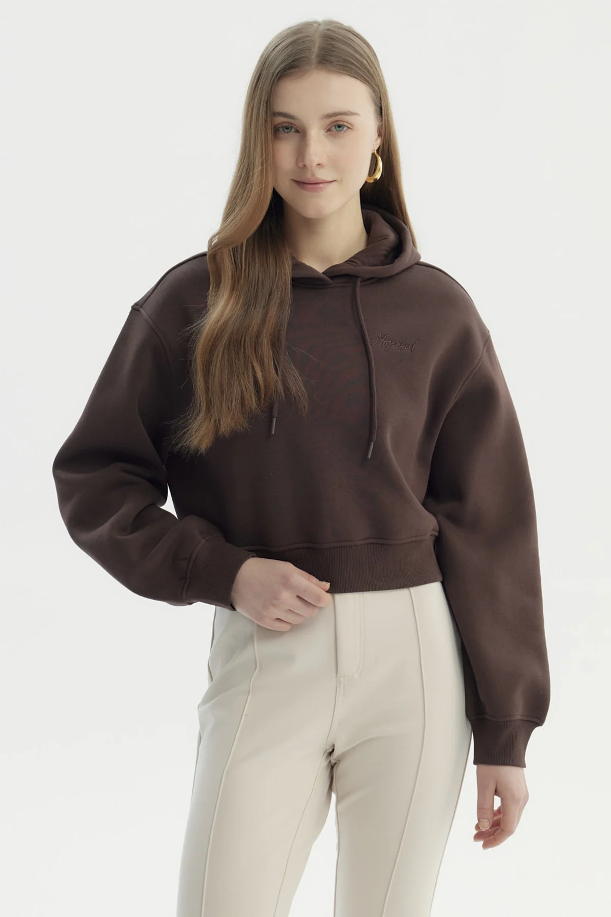 Polerón Mujer Canguro Print Chocolate