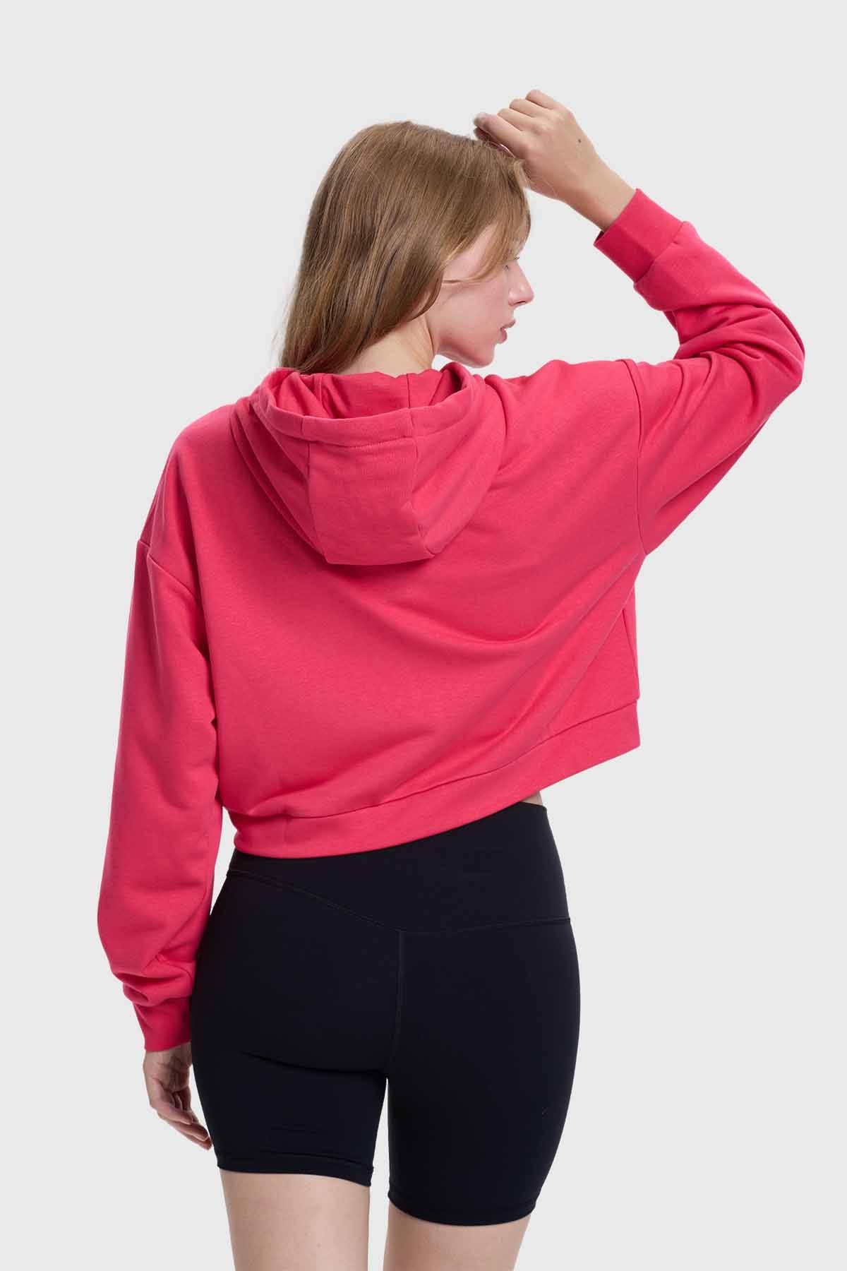 Polerón Mujer Crop Hoodie Fucsia - Image 3